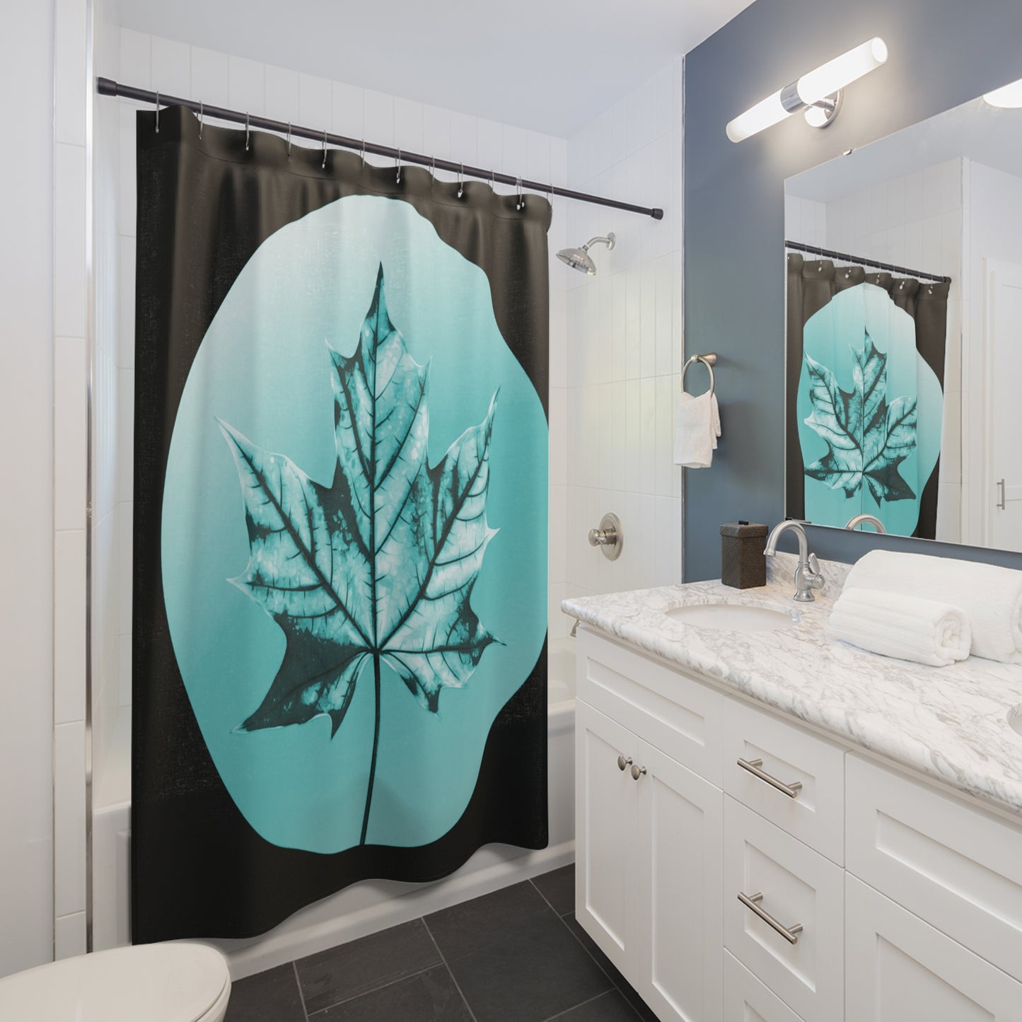 Tif Green Maple Leaf Shower Curtains, 71" x 74"