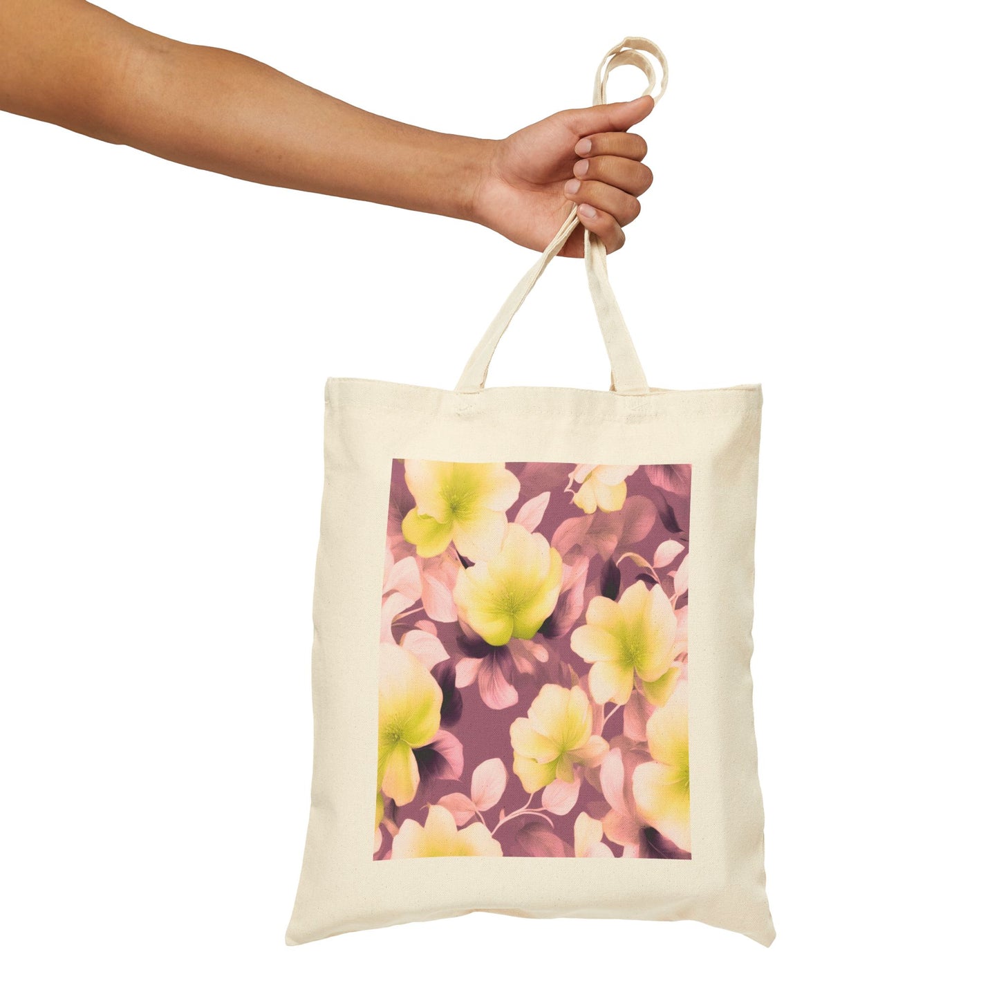 Lemon Blossom Floral Bunch Cotton Canvas Tote Bag