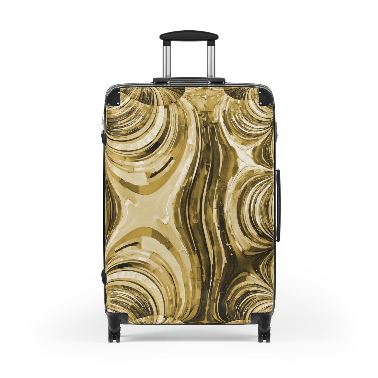 Uzi Spiral Light Brown Large Suitcase with built in lock, 4 double-wheels, telescopic handle, and ABS back hard-shell
