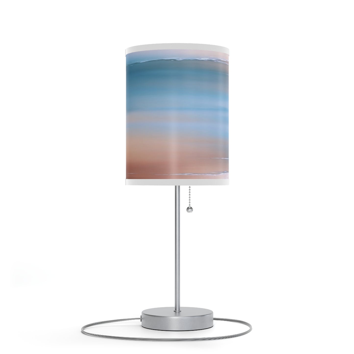 Blue Sea Peach Fog Table Lamp on a White or Silver Stand, US|CA plug