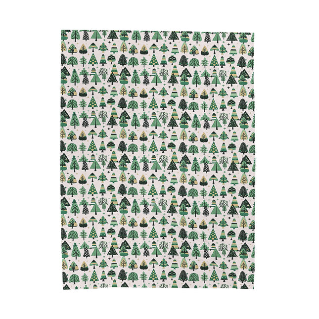 Mini Vintage Green Trees Velveteen Plush Blanket, 60" x 80"