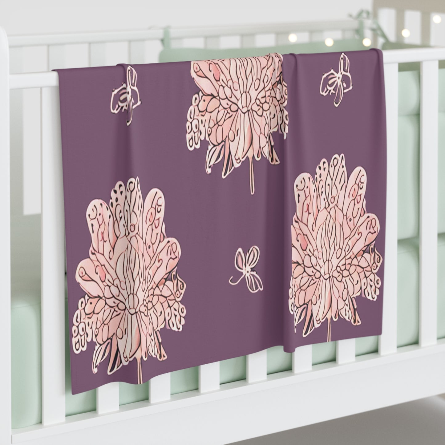 Pink Floral Butterflies Baby Swaddle 30″×40″ Blanket