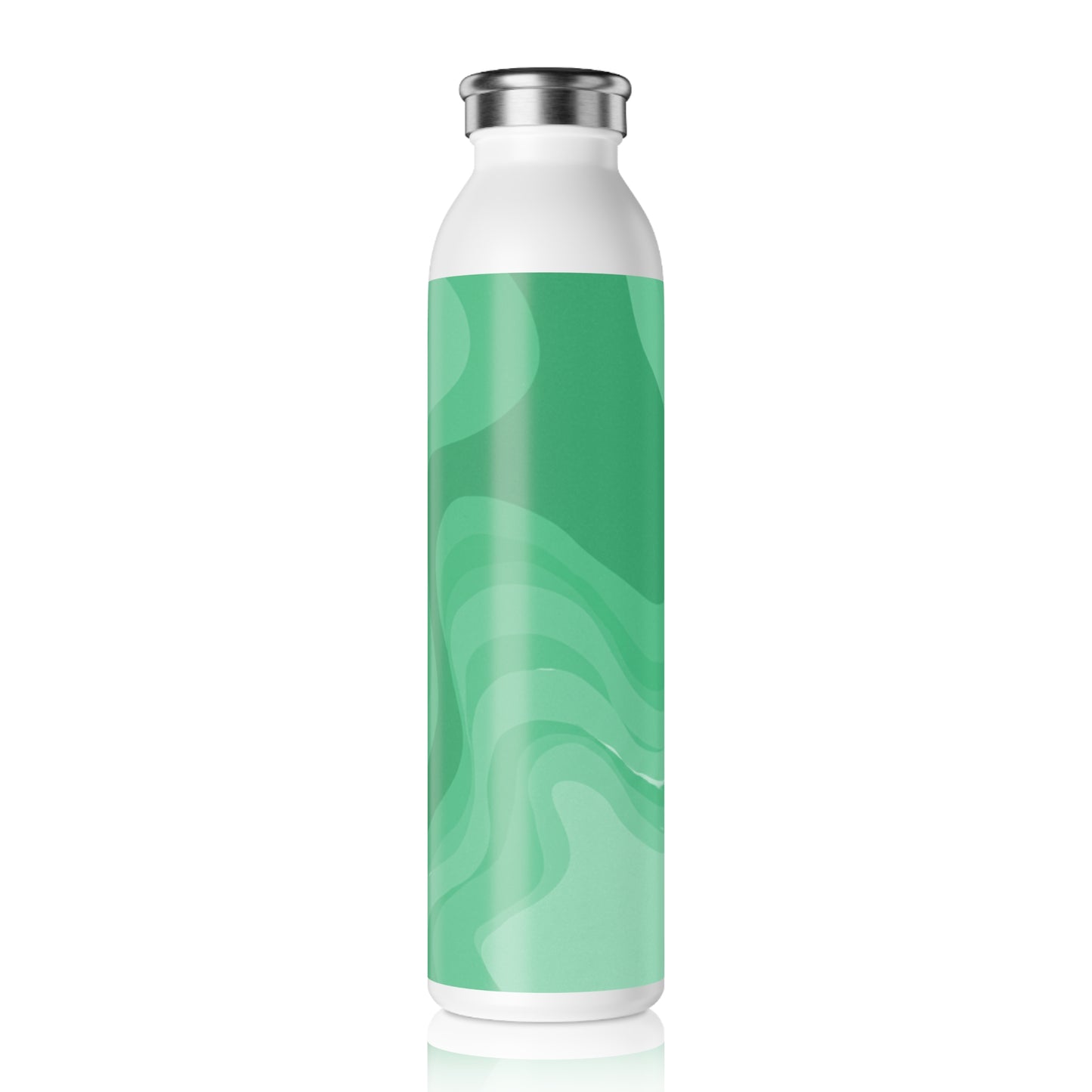Mint Green Wavey Slim Water Bottle, 20 oz White