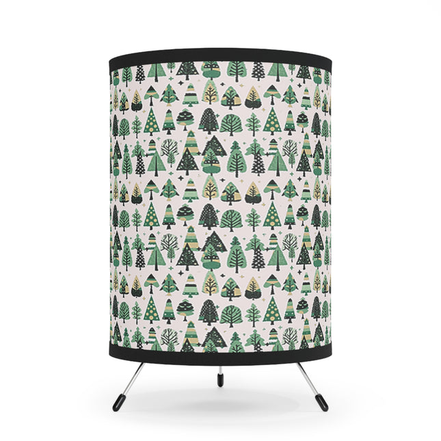 Mini Vintage Green Trees Tripod Lamp with High-Res Printed Shade, US\CA plug