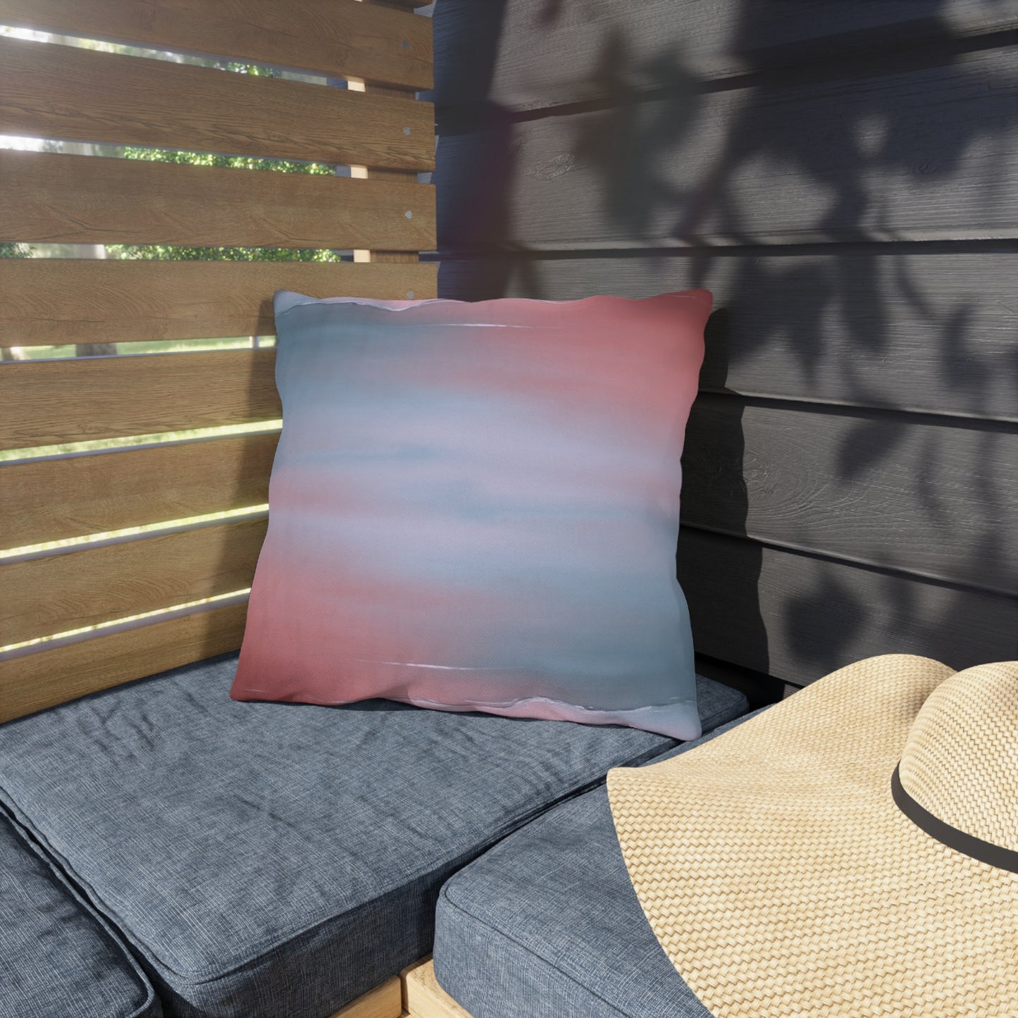 Gray Sea Pink Fog 16" x 16" Outdoor Pillow
