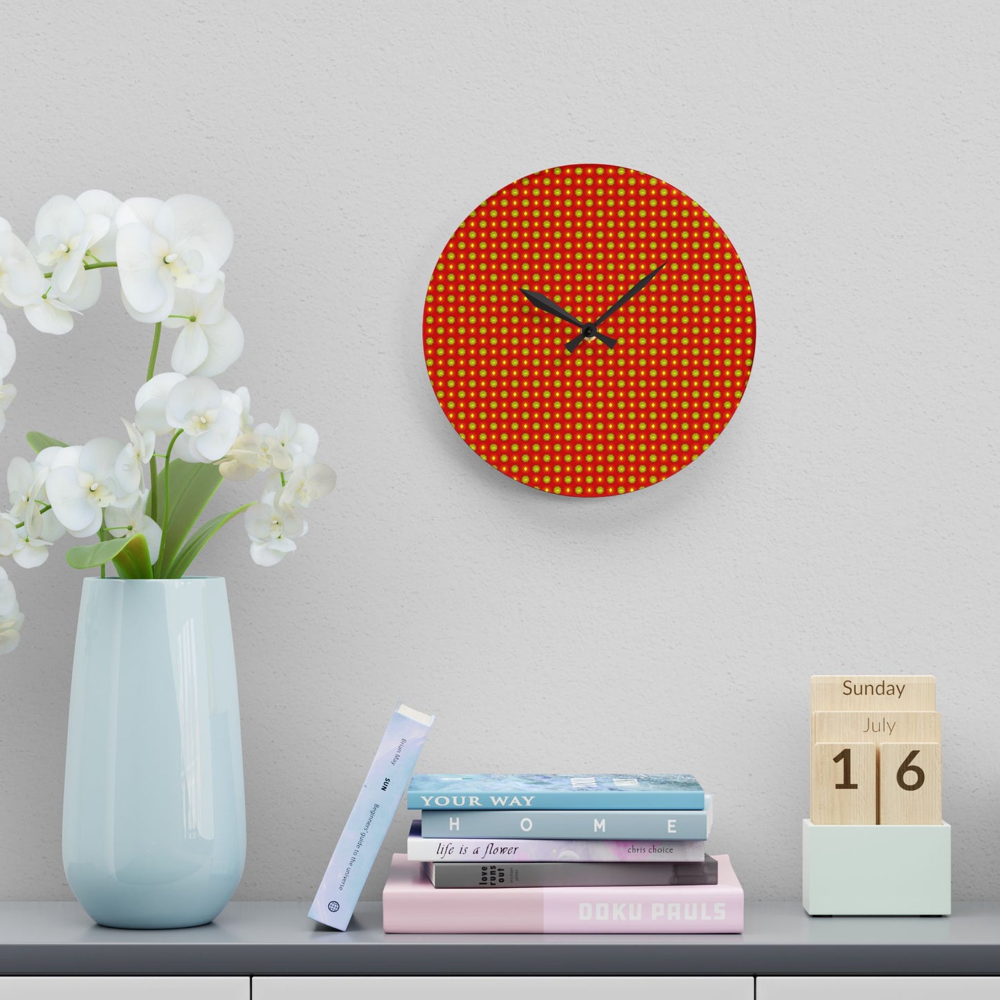 Late Evening Star-crossed Bodies Acrylic Wall Clock, Round or Square, 10.75" x 10.75"
