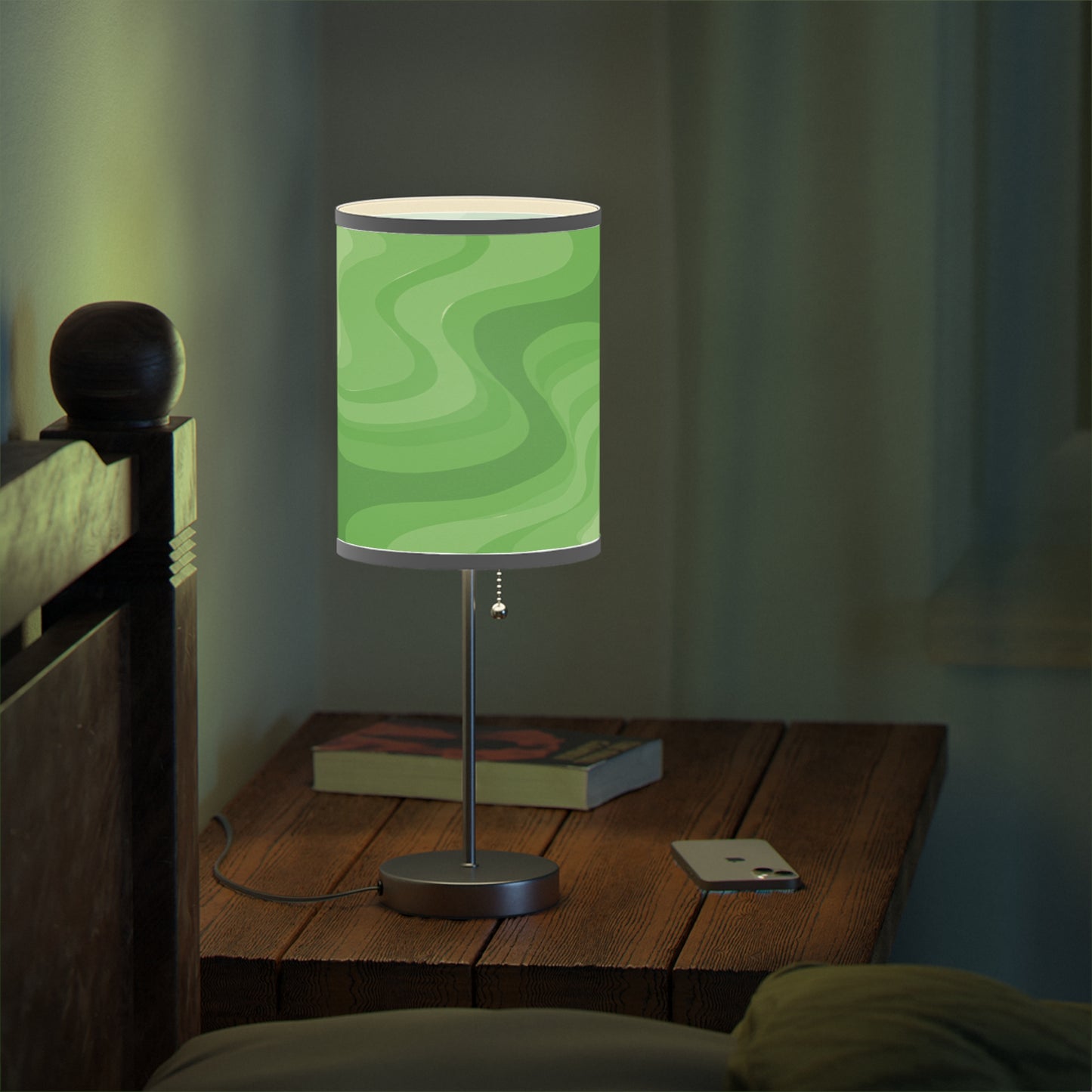 Greenie Meanie Wavey Table Lamp on a White or Silver Stand, US|CA plug