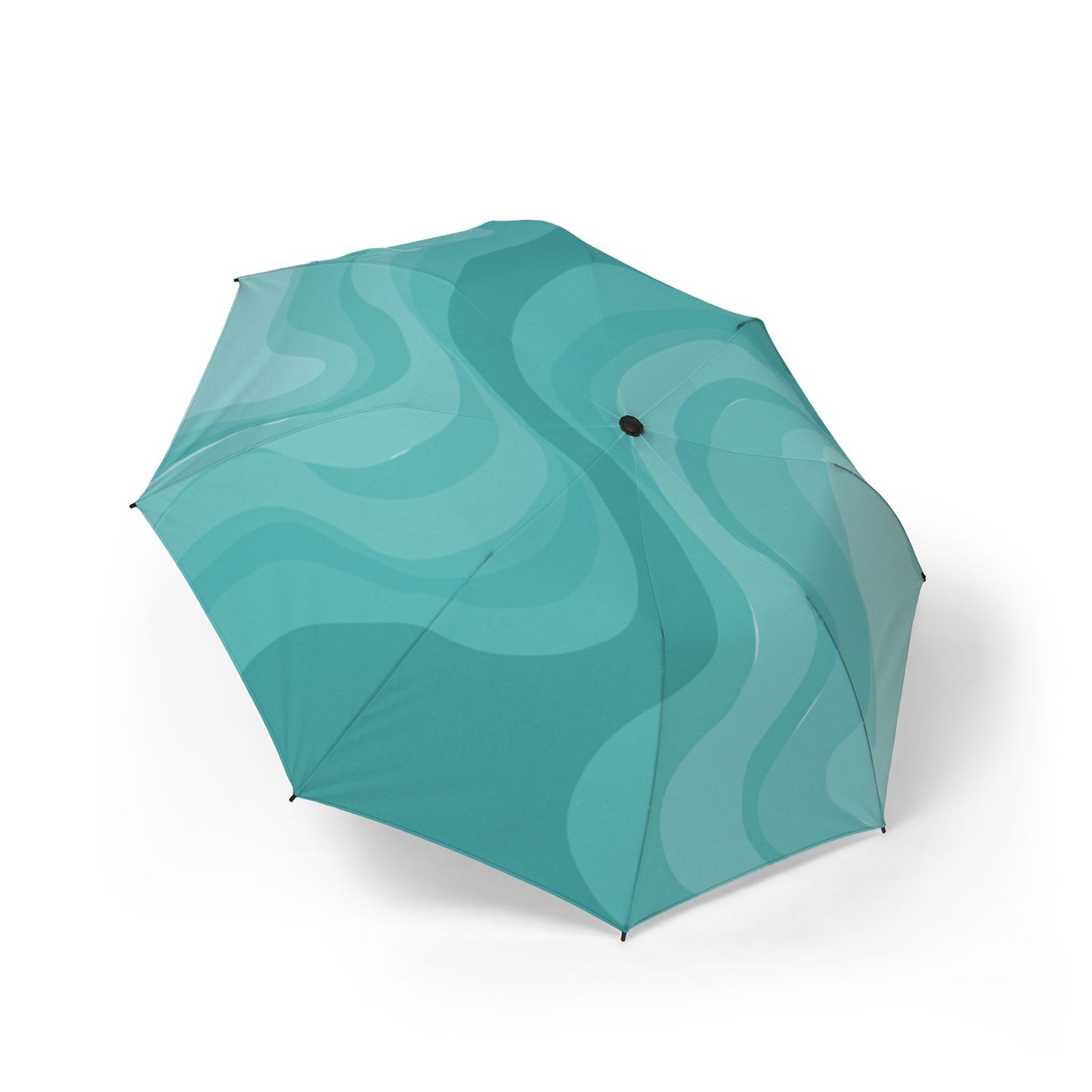Tif Green Wavey Foldable Umbrella - Compact & Chic