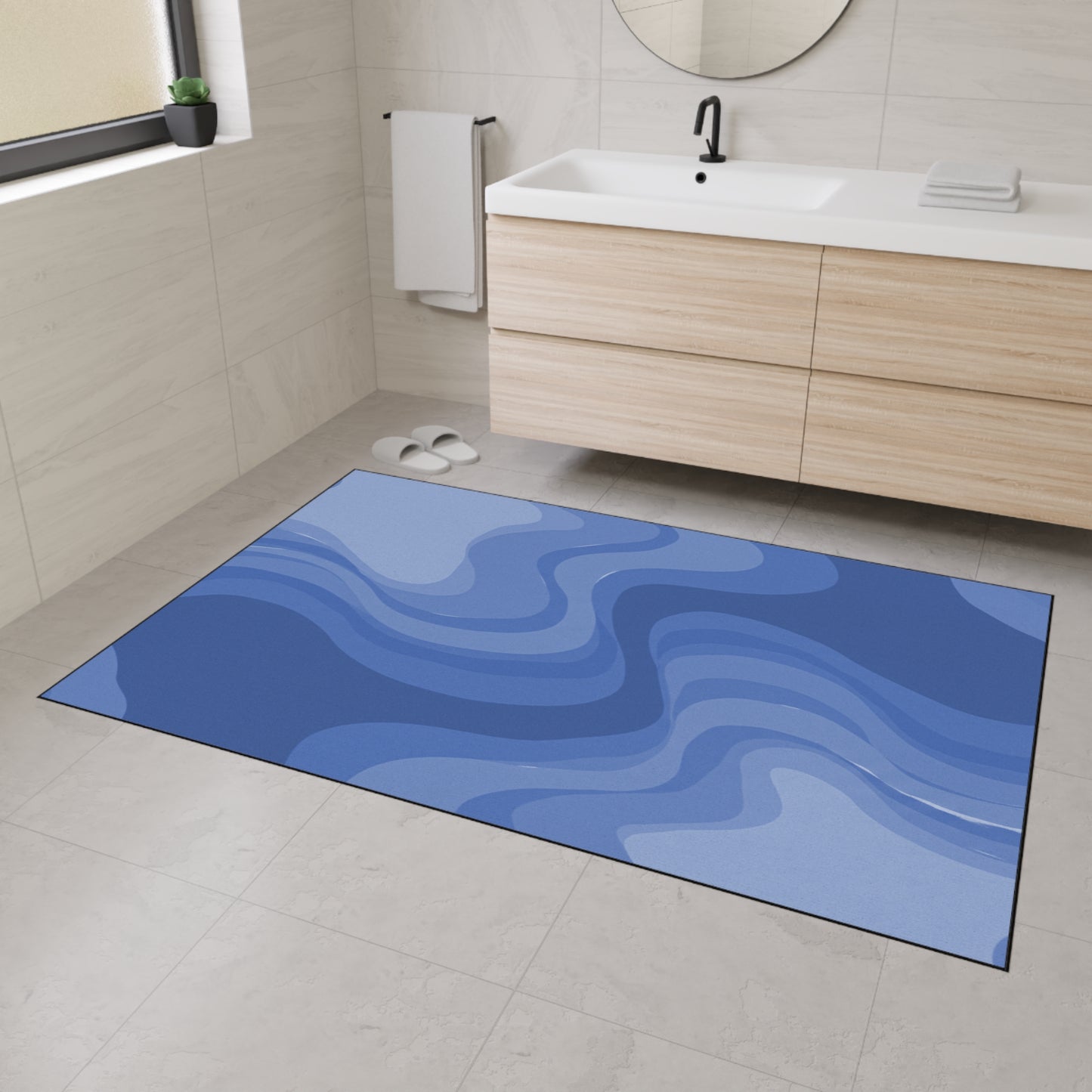 Deep Blue Wavey 48" x 72" Heavy Duty Floor Mat