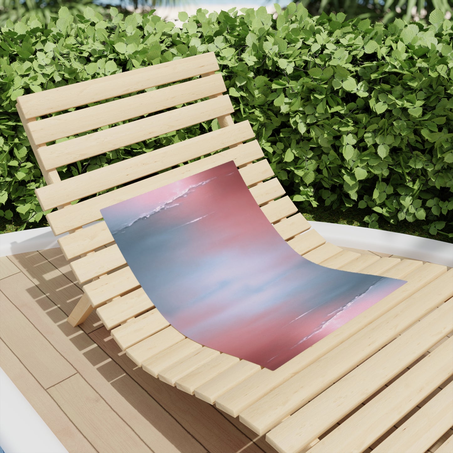 Gray Sea Pink Fog Beach Towel, 18" x 27"