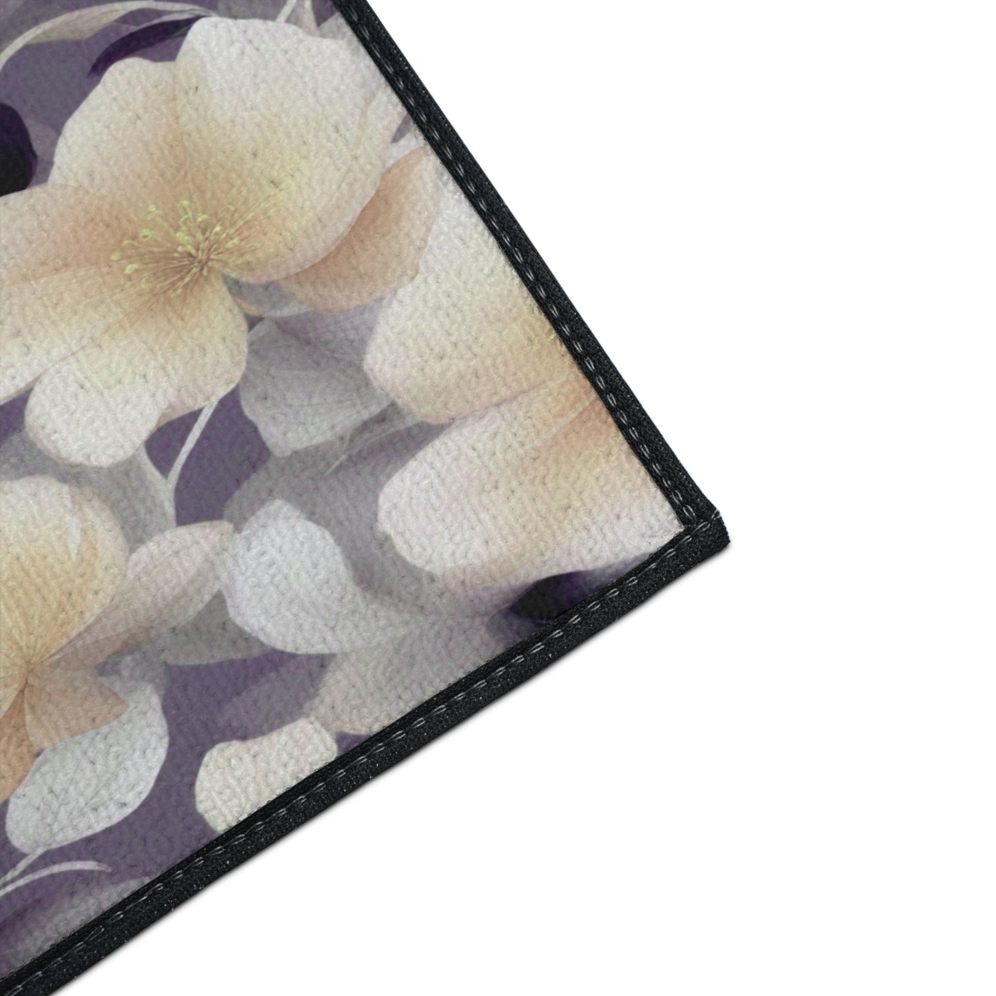 White Blush Floral Bunch Heavy Duty Floor Mat, 18" x 27"