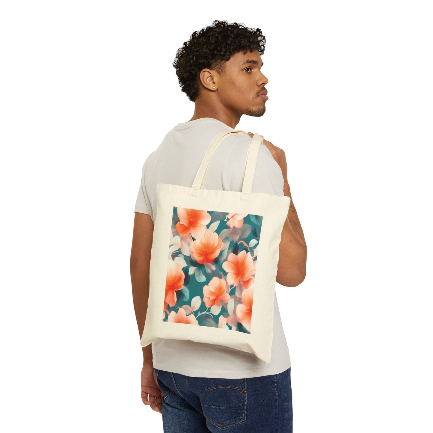 Orange Blossom Floral Bunch Cotton Canvas Tote Bag