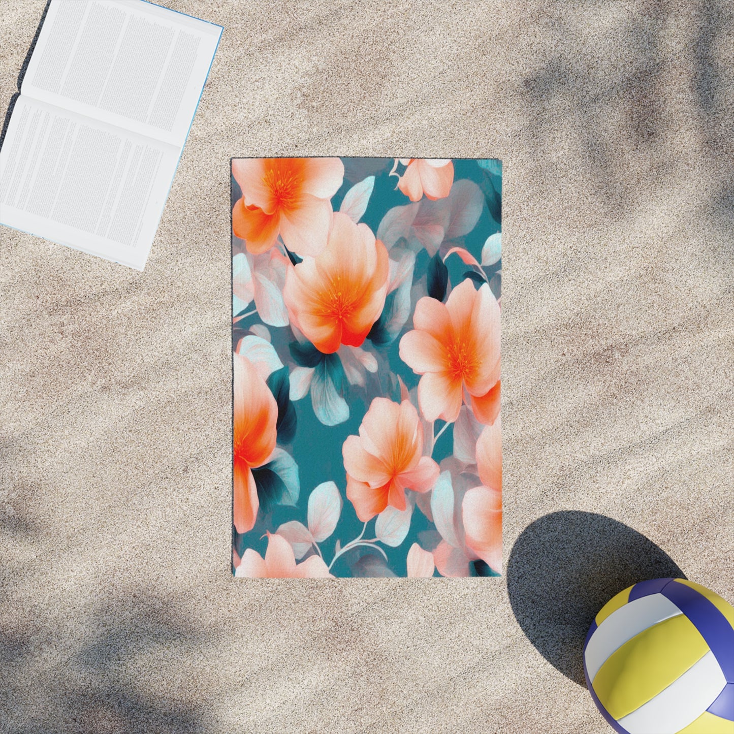 Orange Blossom Floral Bunch Beach Towel, 18" x 27"