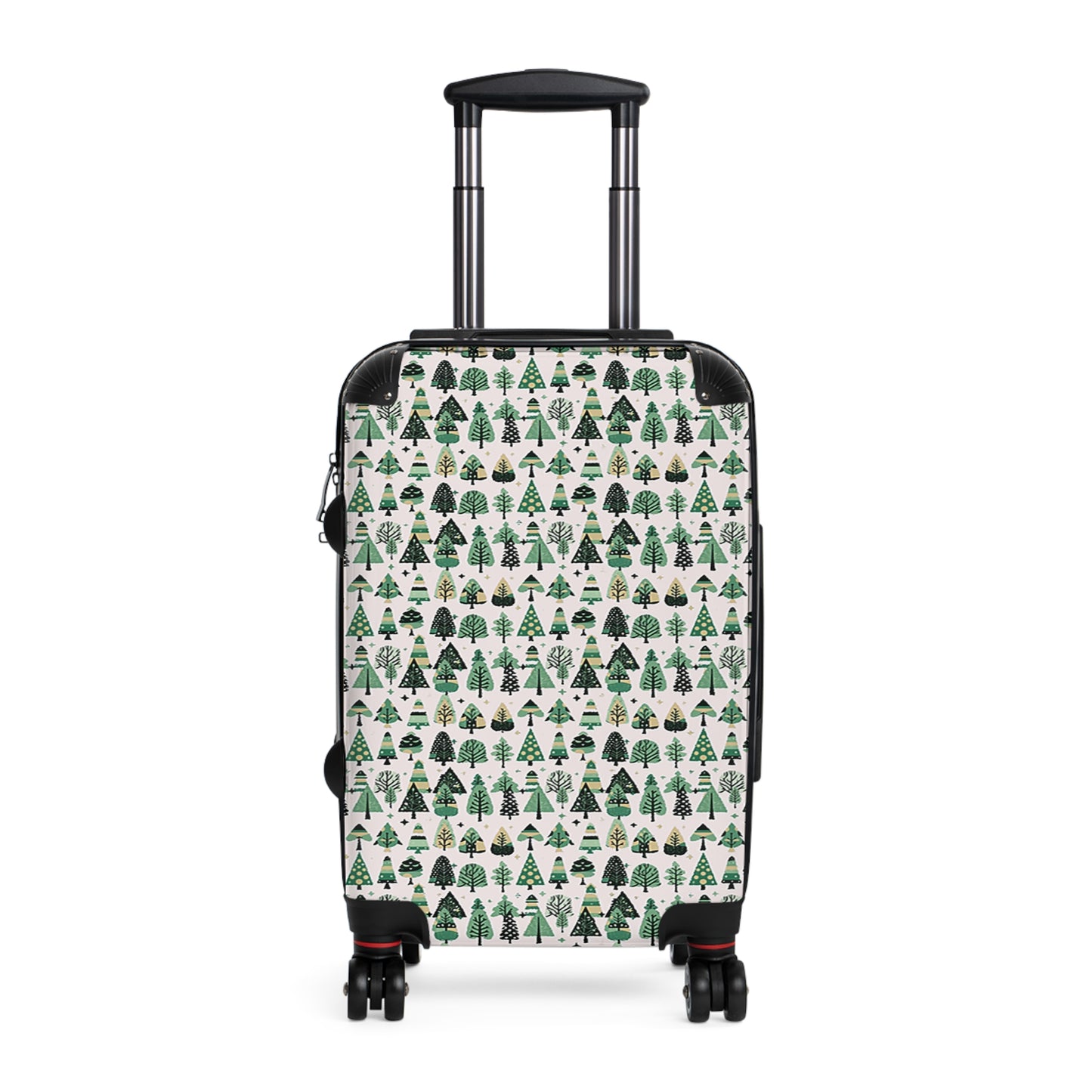 Mini Vintage Green Trees Small Suitcase with built in lock, 4 double-wheels, telescopic handle, and ABS back hard-shell