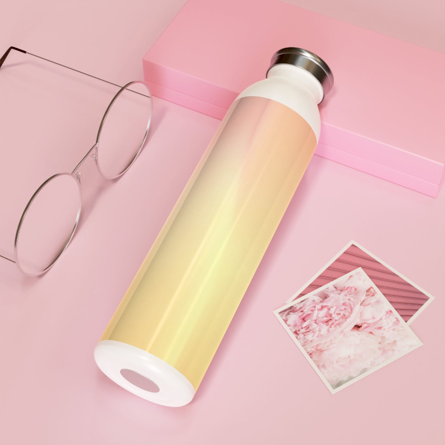 Hot Peach Fade Slim Water Bottle, 20 oz White