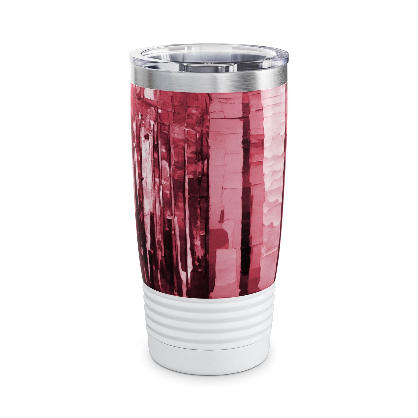 Striped Ruby Ringneck Tumbler, 20oz in white, steel and black