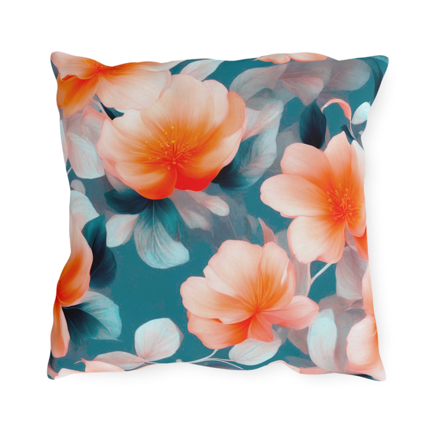 Orange Blossom Floral Bunch 18" x 18" Outdoor Pillow