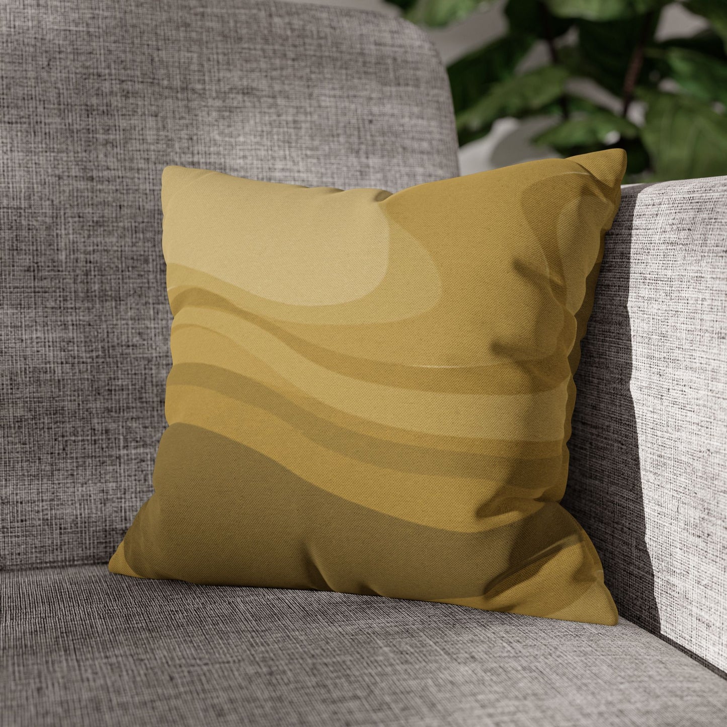Brown Wavey Spun Polyester Square Pillowcase, 14" x 14"