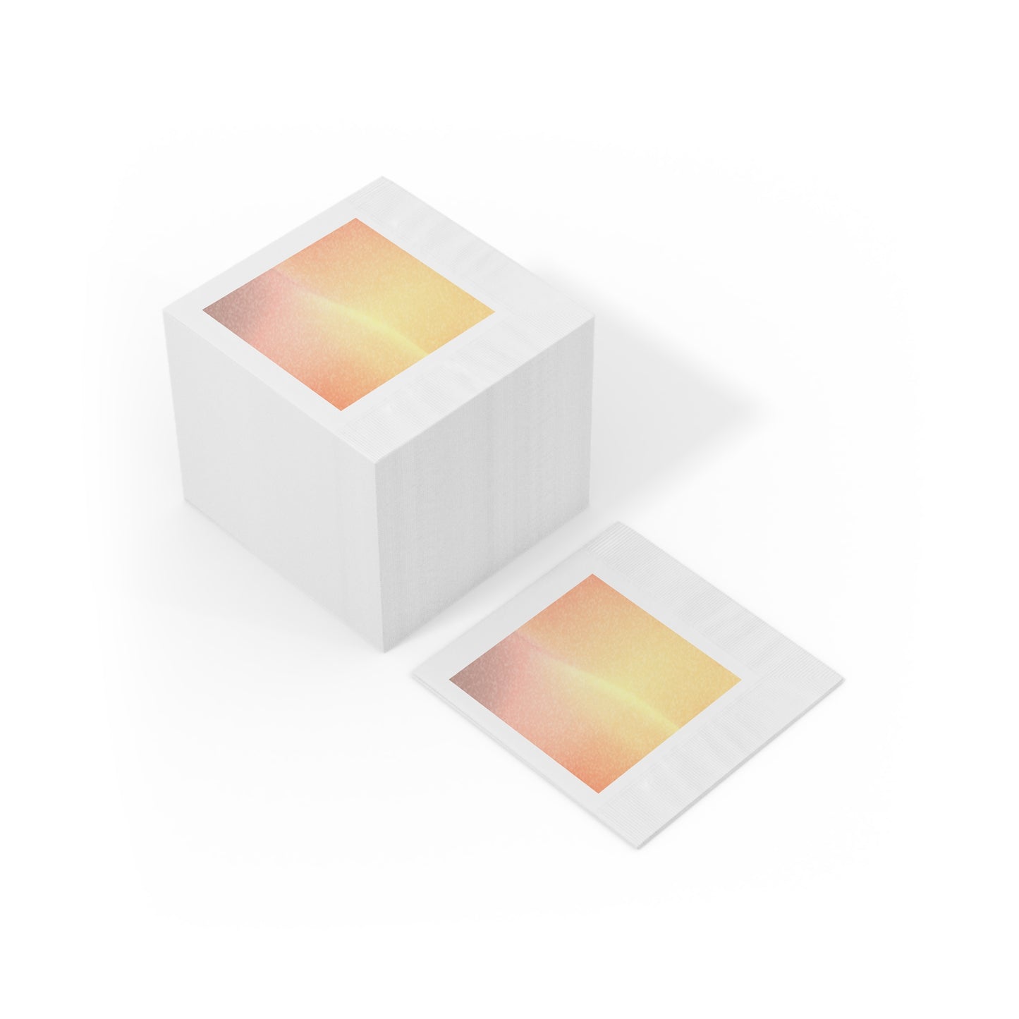 Hot Peach Fade White Coined Napkins, 6.5" x 6.5"