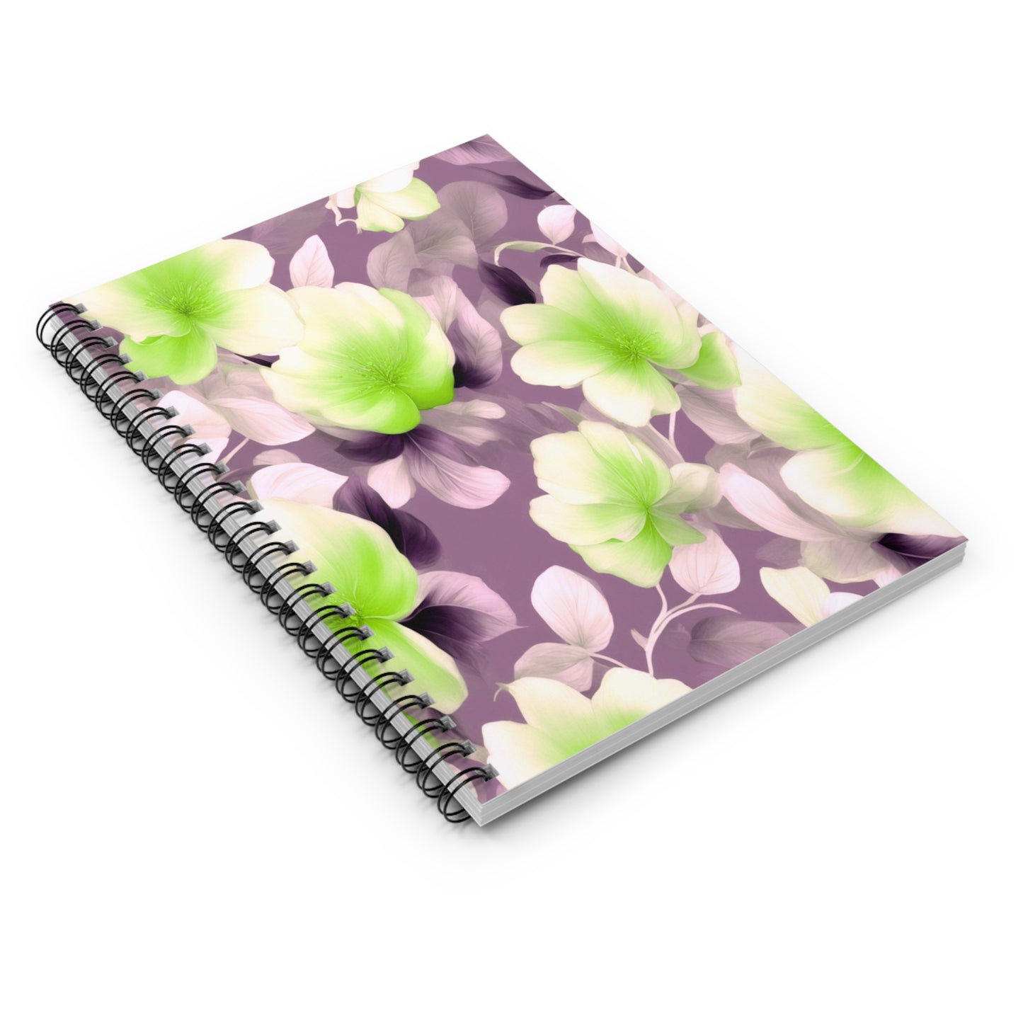 Lime Lavender Floral Bunch Spiral Notebook - Ruled Line, 6" x 8", 118 pages