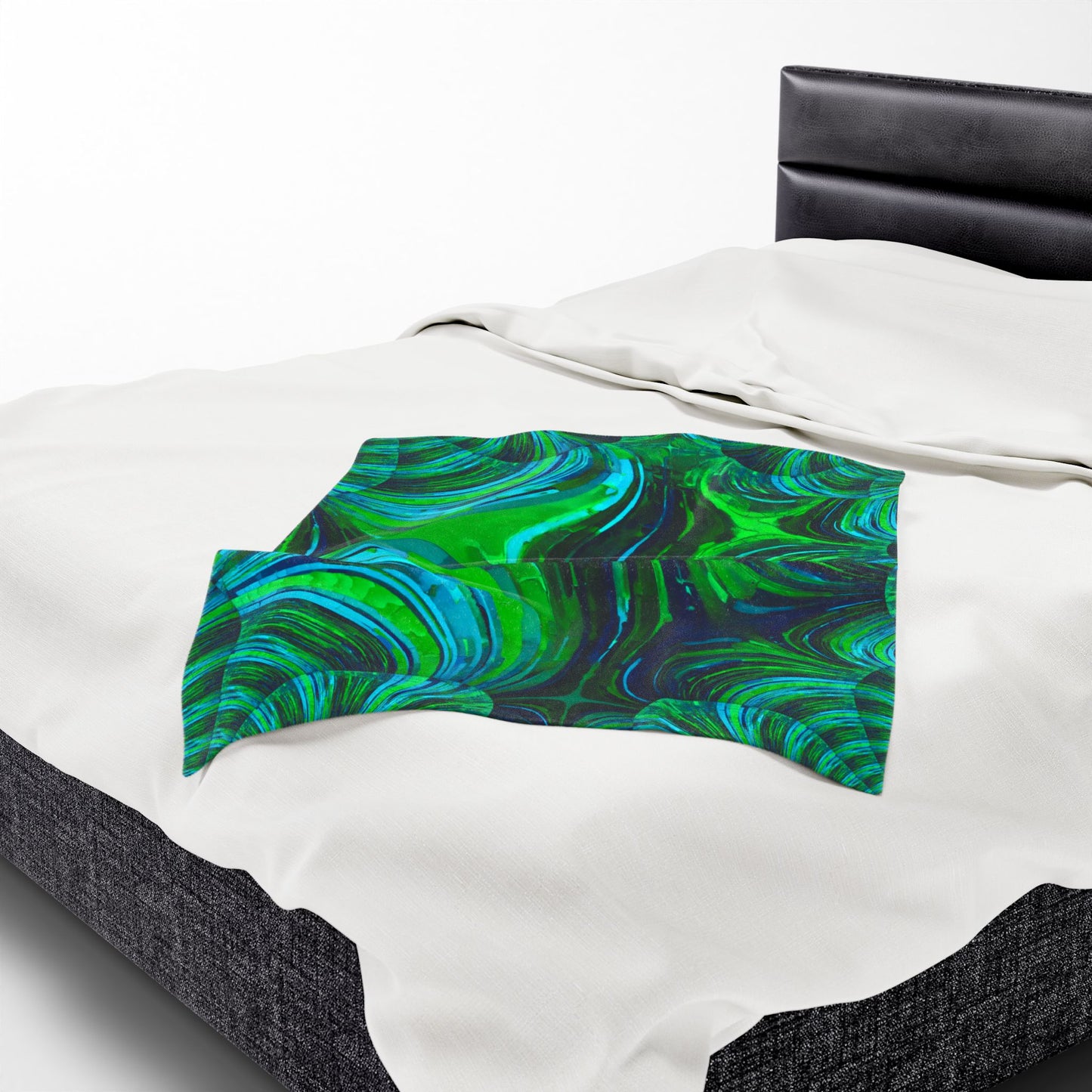 Uzi Spiral Blue Green Velveteen Plush Blanket, 30" x 40"