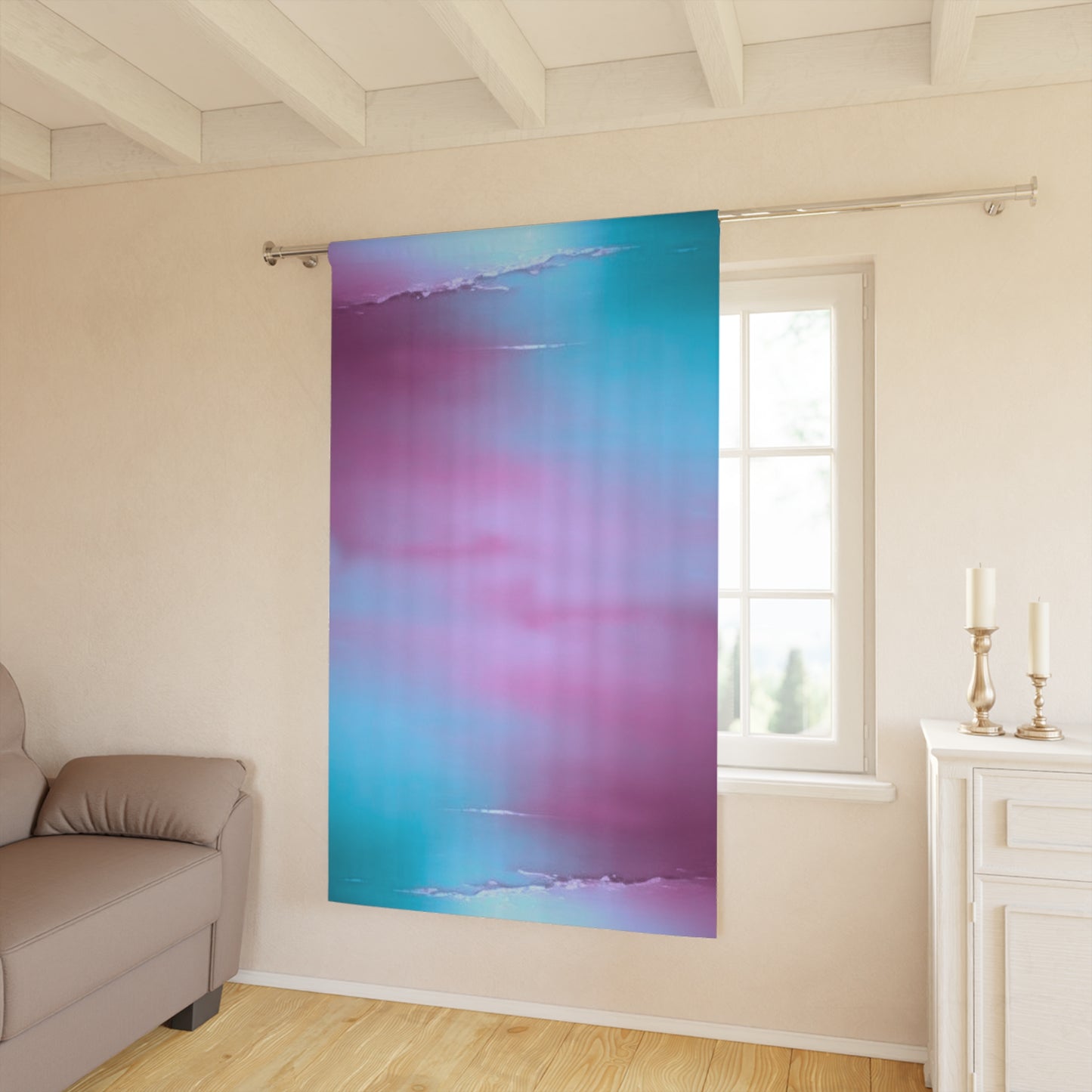 Wine Sea Blue Fog Window Curtain, 50" x 84", blackout