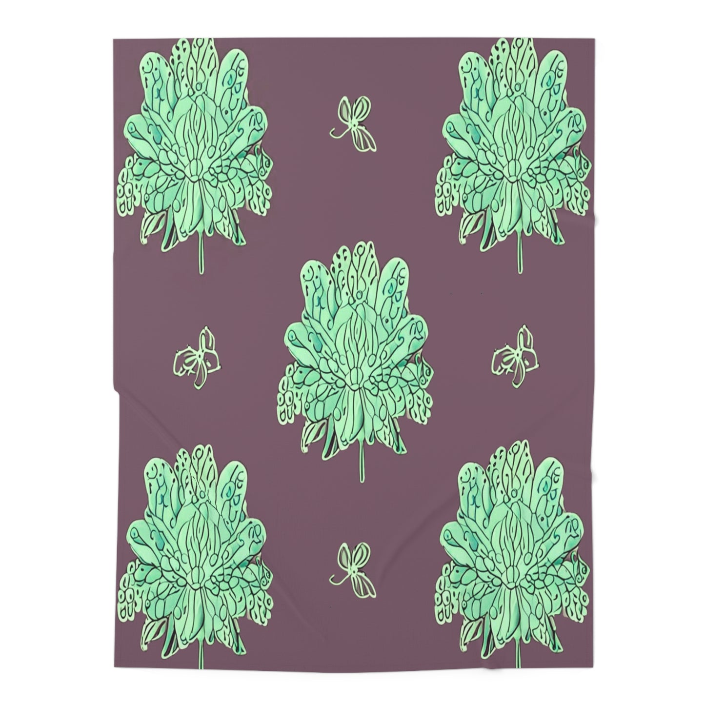 Mint Green Floral Butterflies Baby Swaddle 30″×40″ Blanket