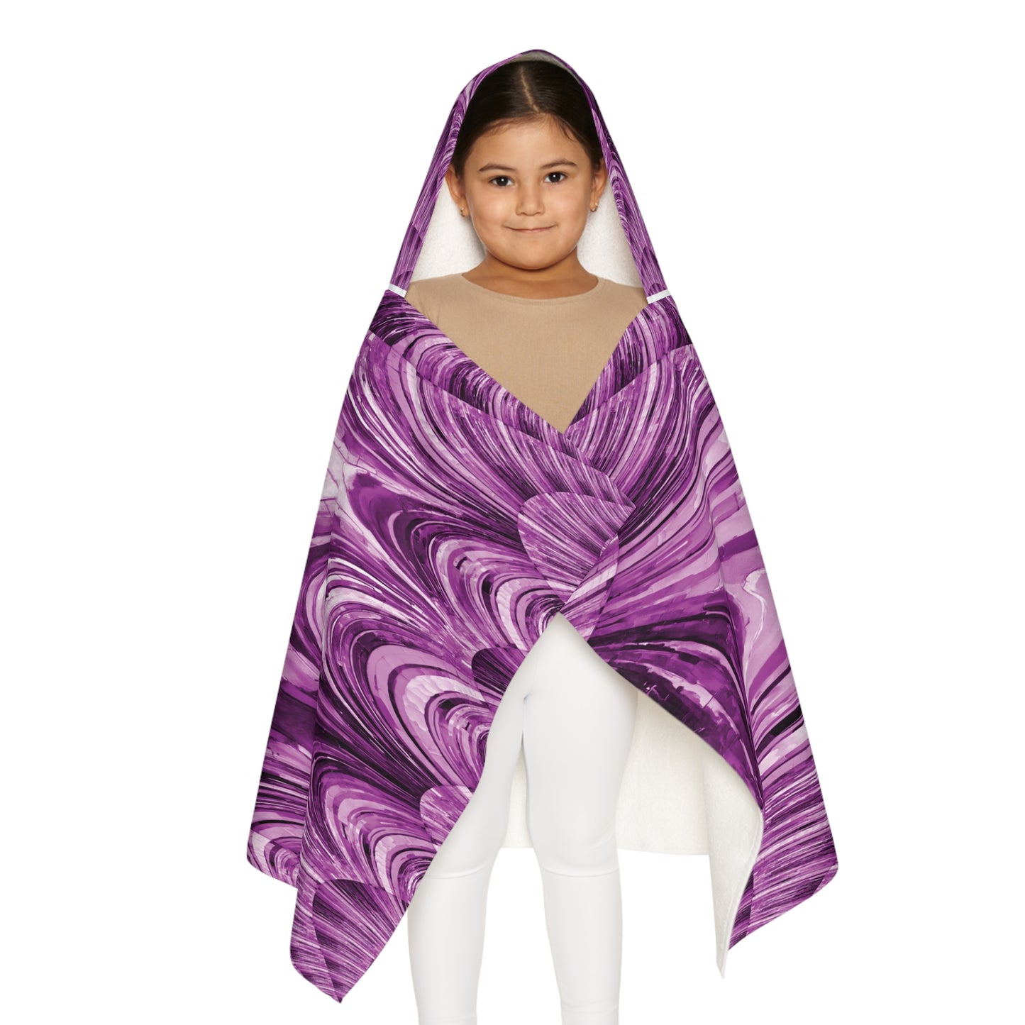 Uzi Spiral Powder Lavender Youth Hooded Towel, 24" x 48"