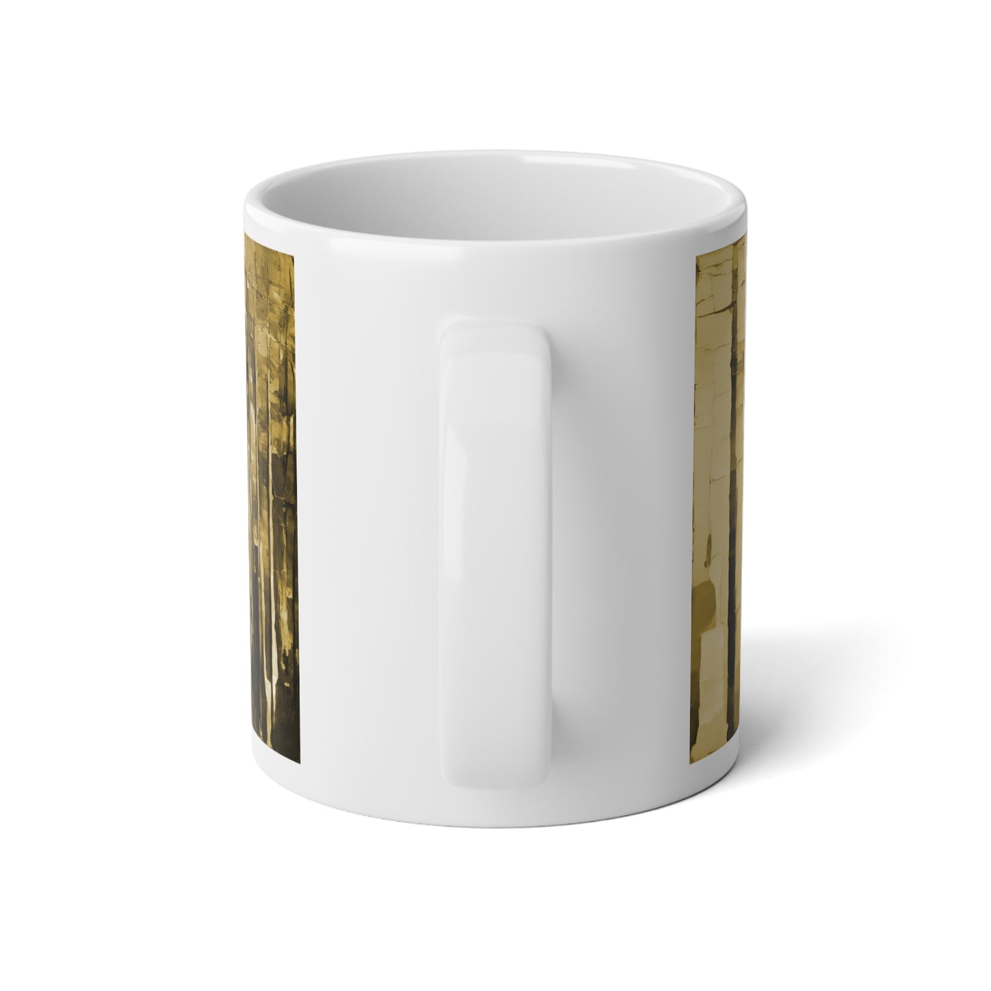 Striped Light Brown 20 oz White Glossy Jumbo Mug