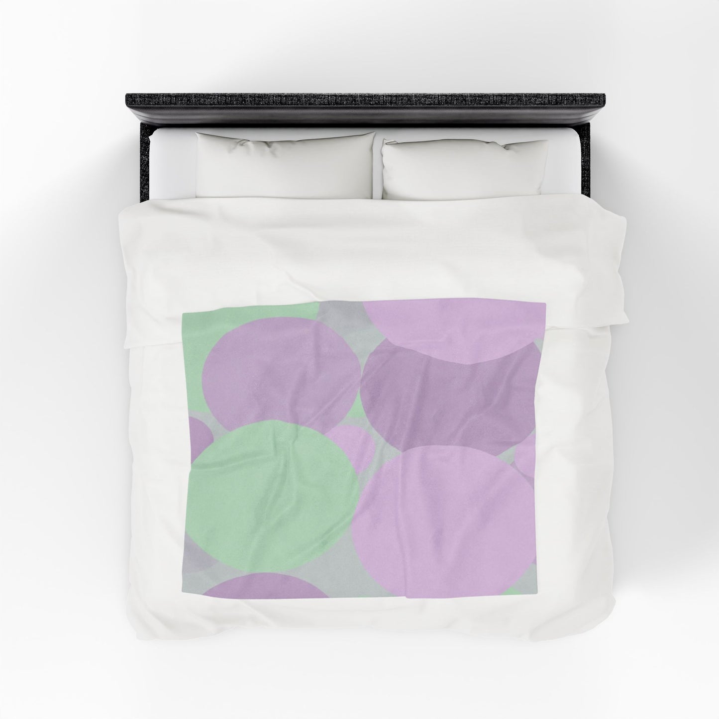 Pastel Lavender Purple and Soft Green Patches Velveteen Plush Blanket, 50" x 60"
