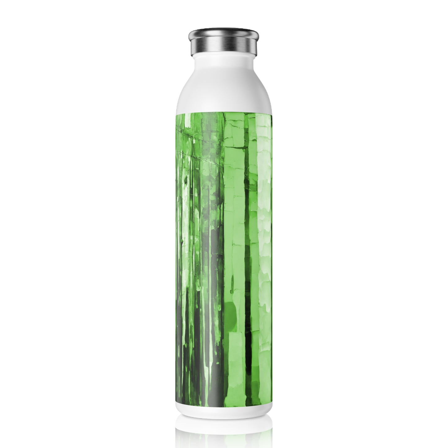 Striped Mint Pastel Slim Water Bottle, 20 oz White