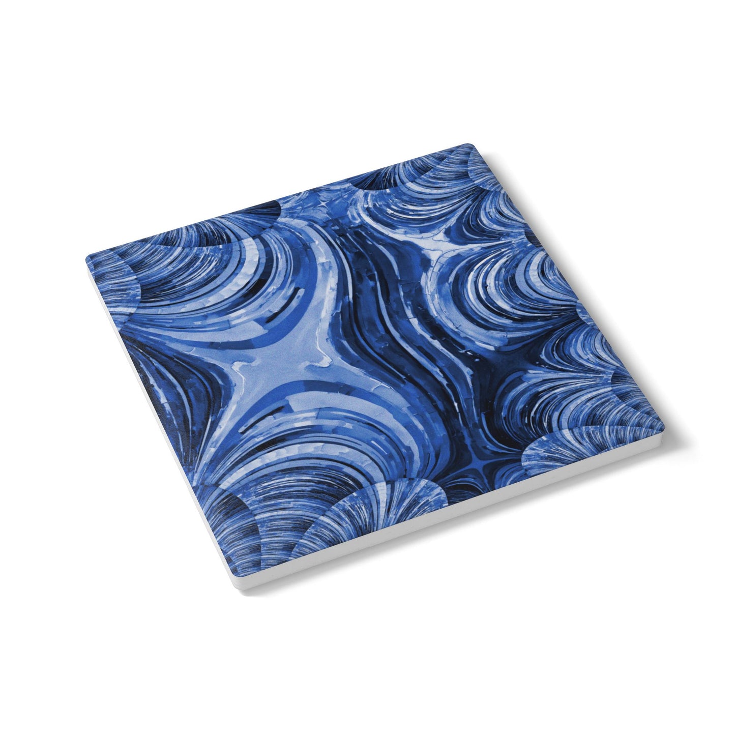 Uzi Spiral Deep Blue 4" x 4" Square Ceramic Coaster
