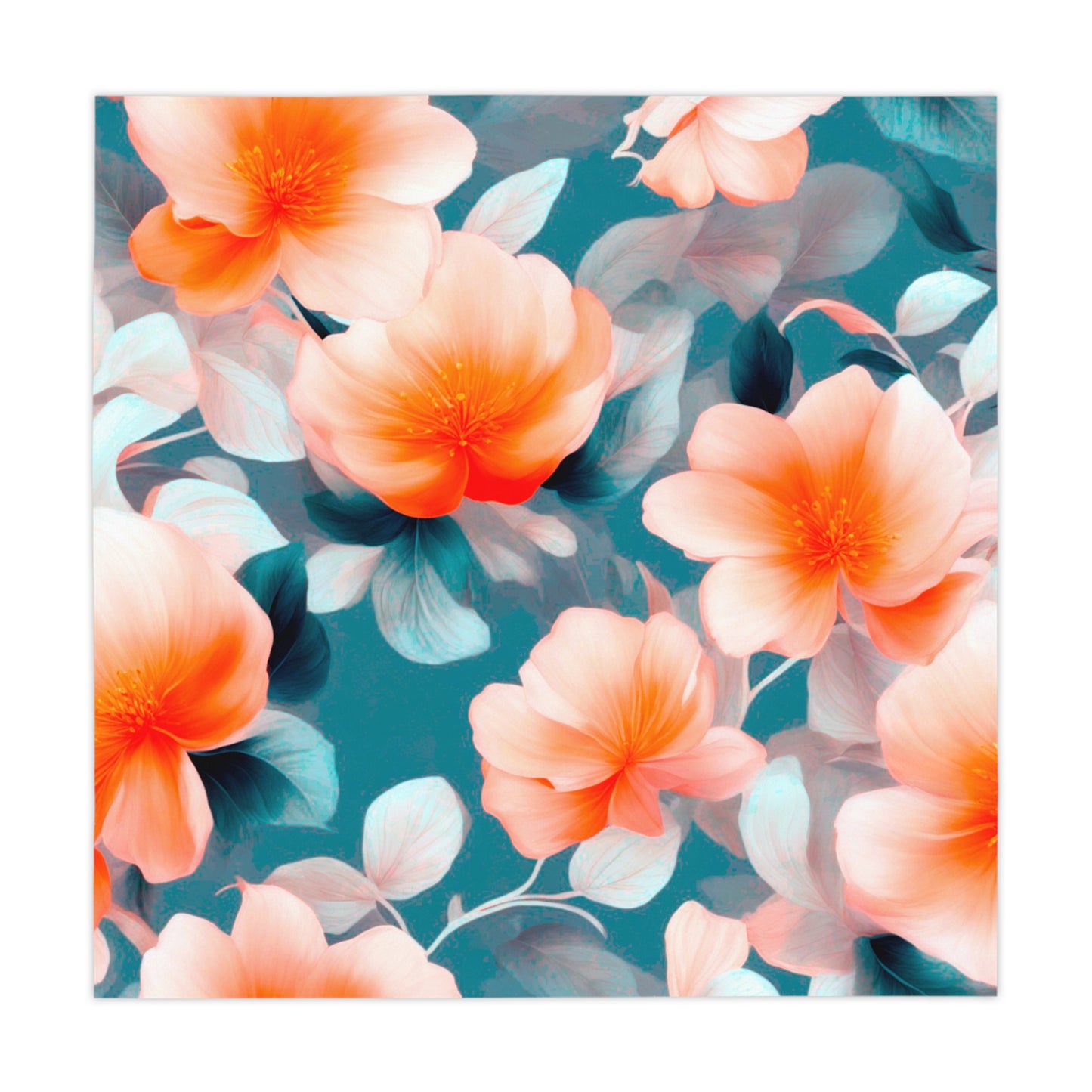 Orange Blossom Floral Bunch Tablecloth, 55" x 55"