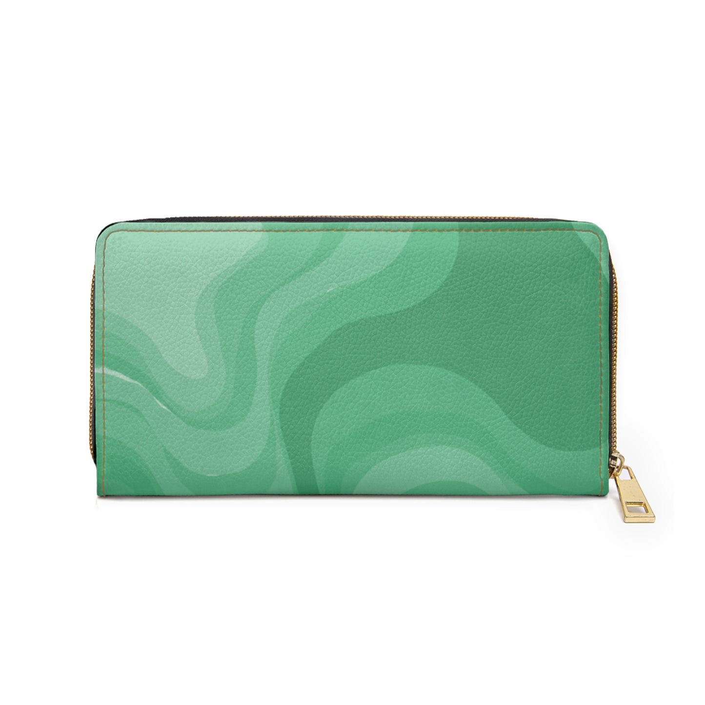 Mint Green Wavey Elegant Abstract Zipper Wallet - Stylish & Functional Accessory for Everyday Use
