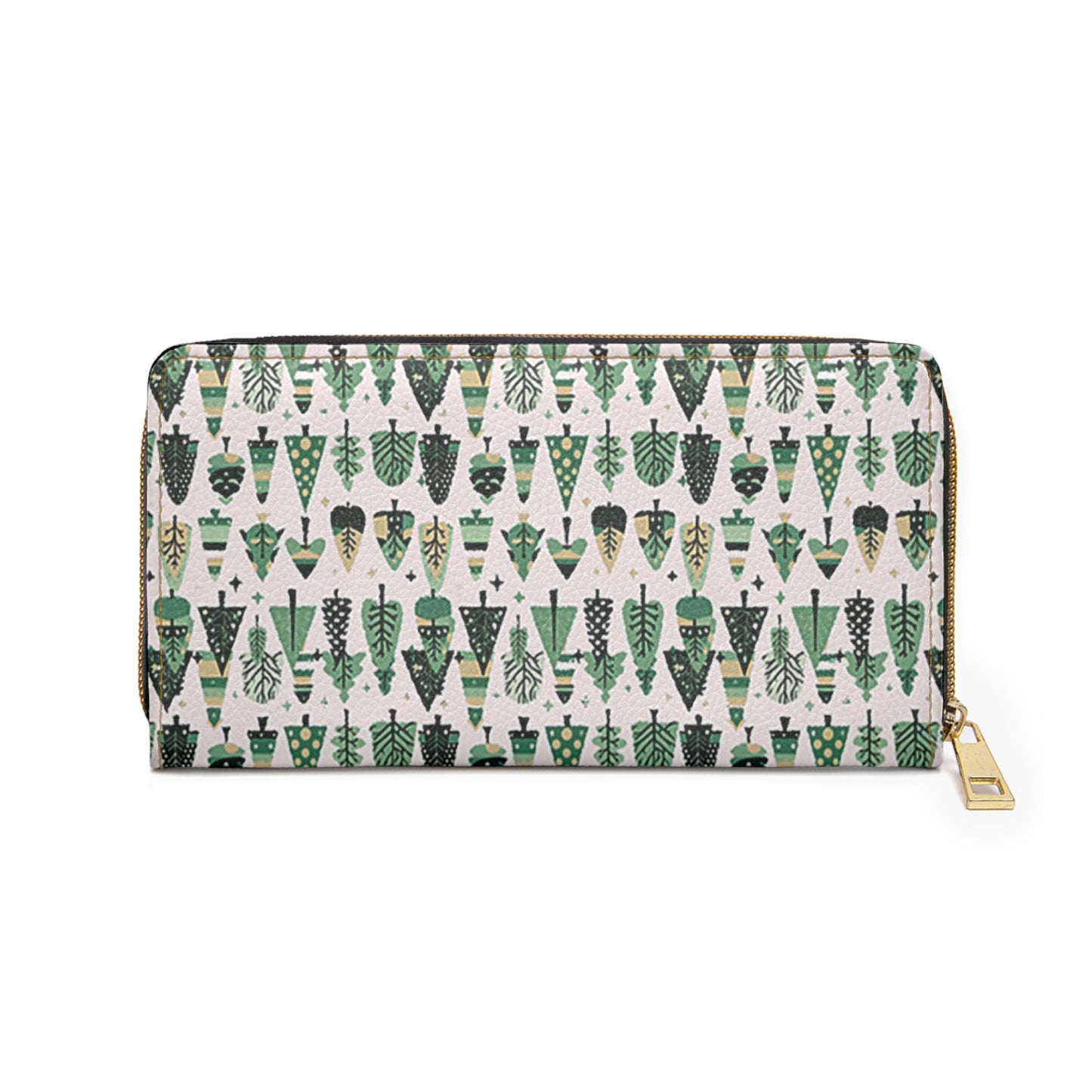 Mini Vintage Green Trees Elegant Abstract Zipper Wallet - Stylish & Functional Accessory for Everyday Use