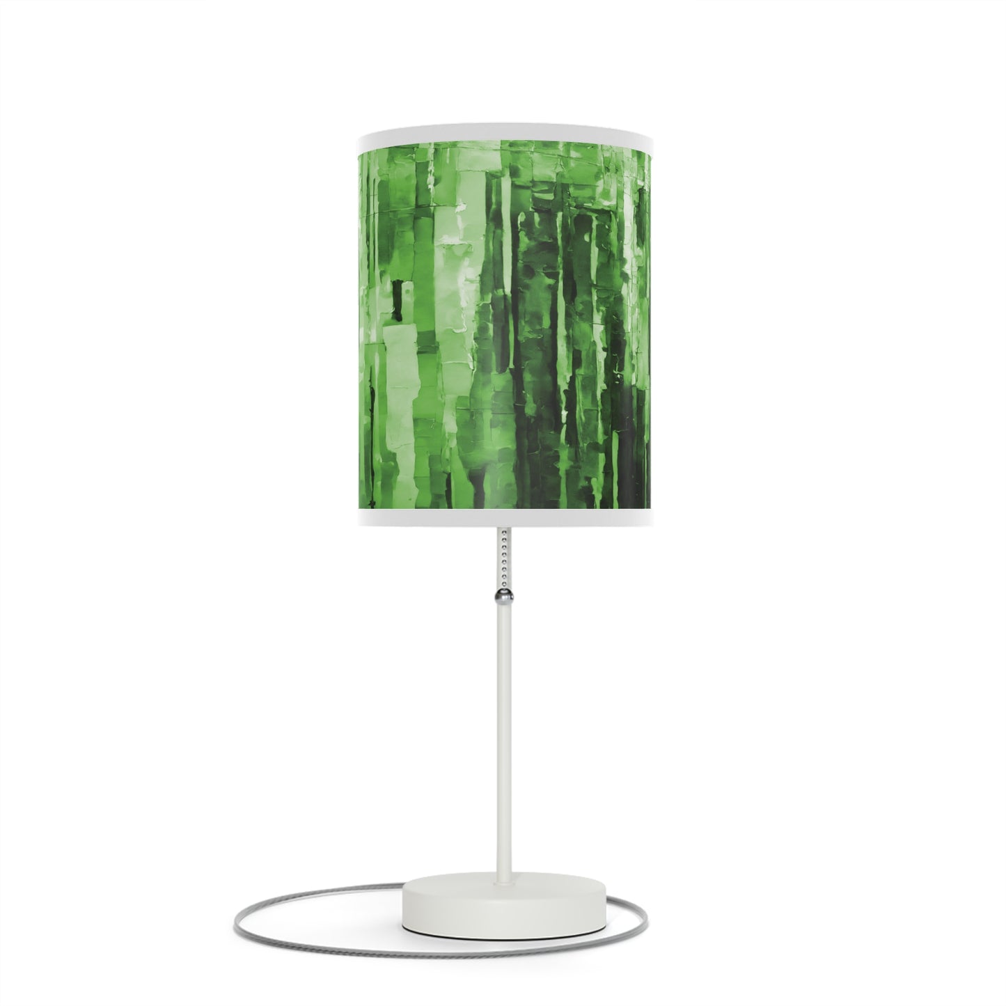 Striped Mint Pastel Table Lamp on a White or Silver Stand, US|CA plug