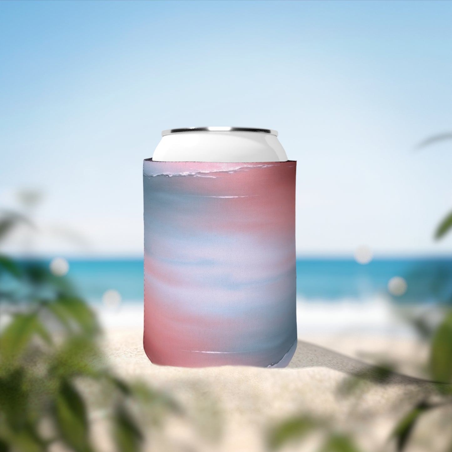 Gray Sea Pink Fog 12 oz Can Cooler Sleeve