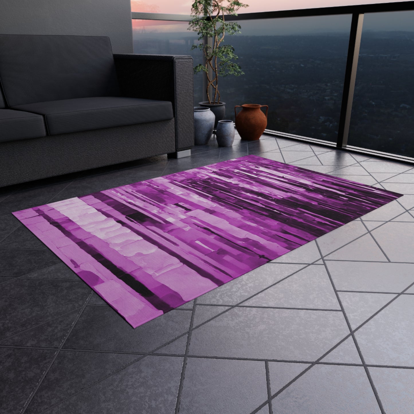 Striped Powder Lavender 48" x 72" Outdoor Rug