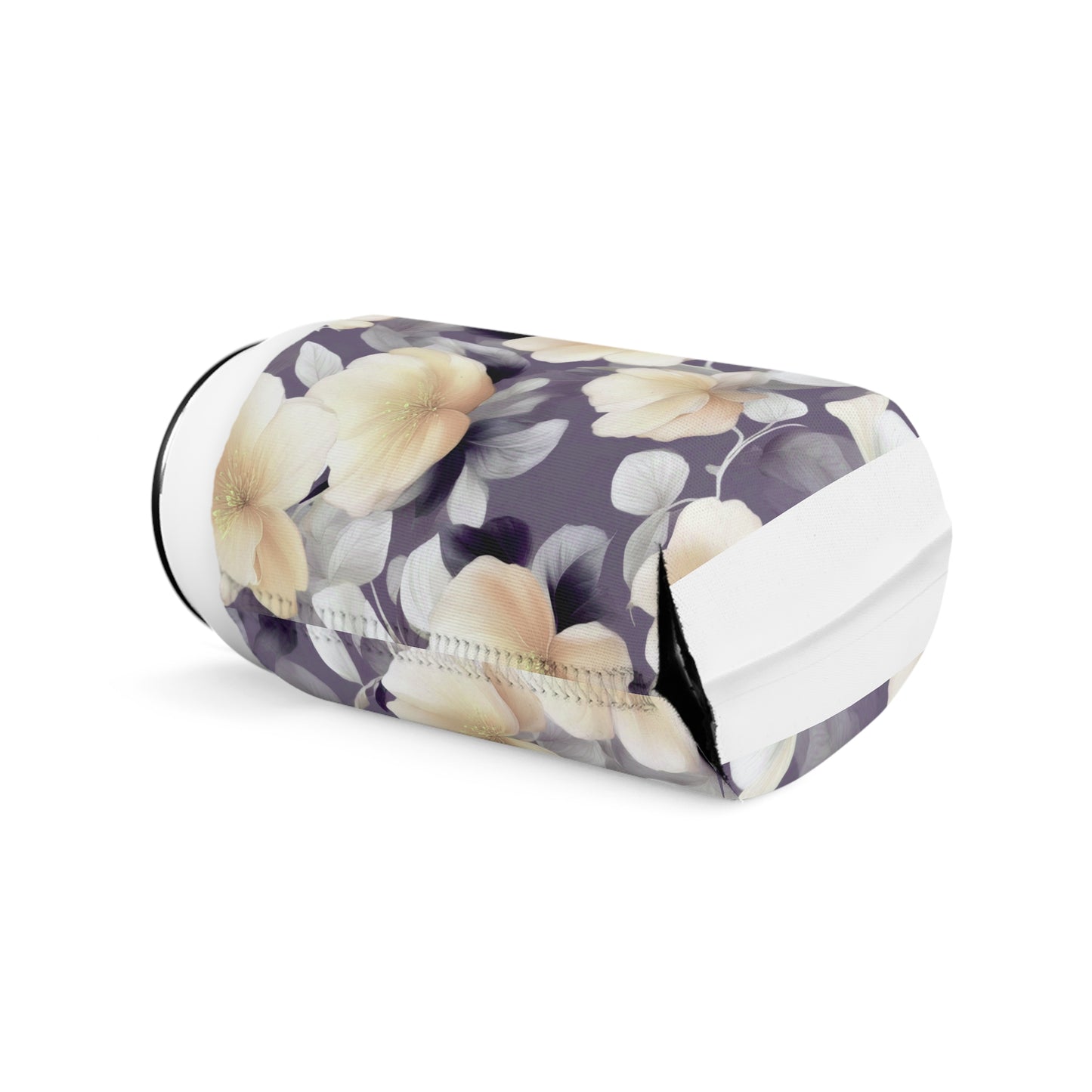 White Blush Floral Bunch 12 oz Can Cooler Sleeve