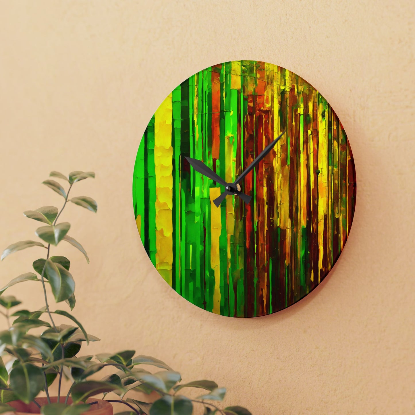 Striped Beta Acrylic Wall Clock, Round or Square, 10.75" x 10.75"