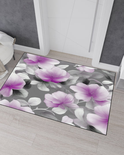 Purple Blossom Floral Bunch Heavy Duty Floor Mat, 48" x 72"