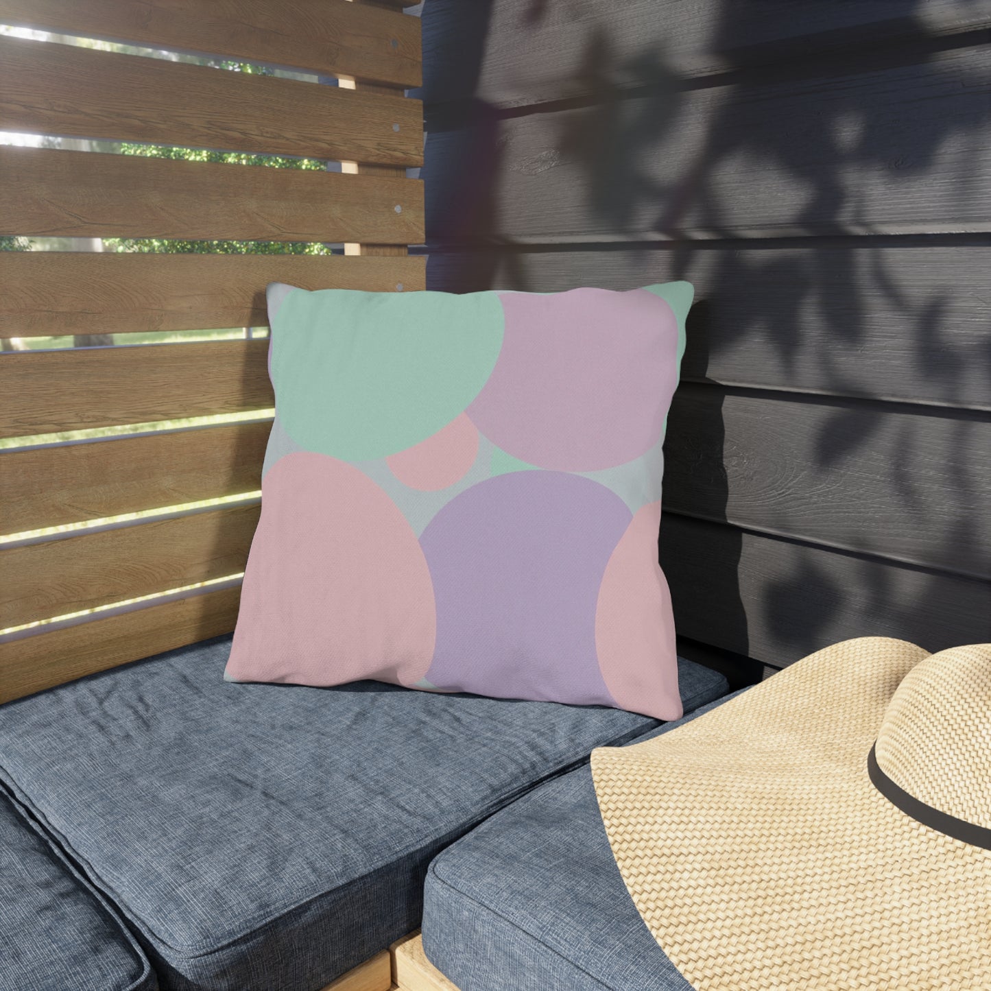 Pastel Peach and Soft Green Patches 16" x 16" Outdoor Pillows