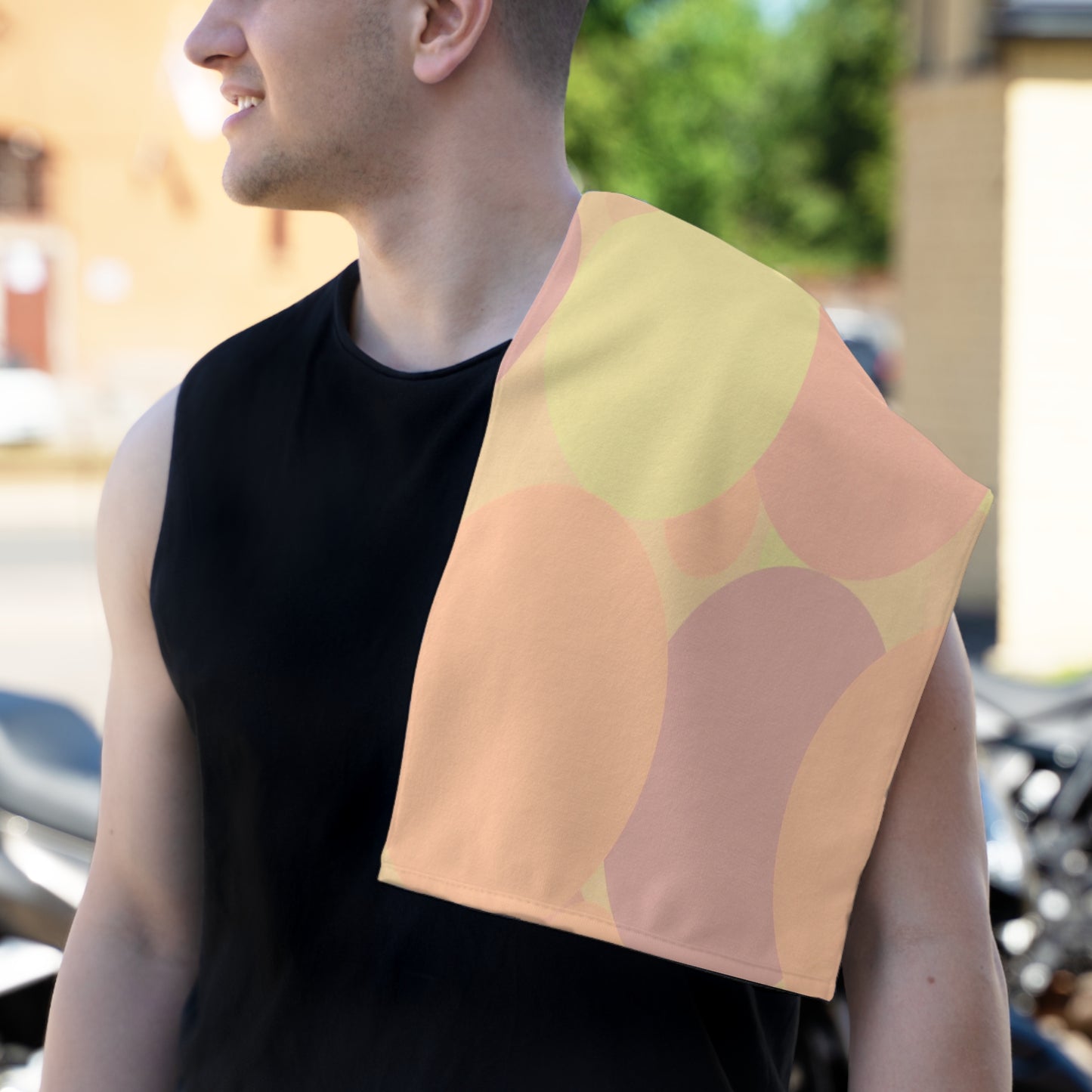 Pastel Hot Peach Patches Rally Towel, 11" x 18"