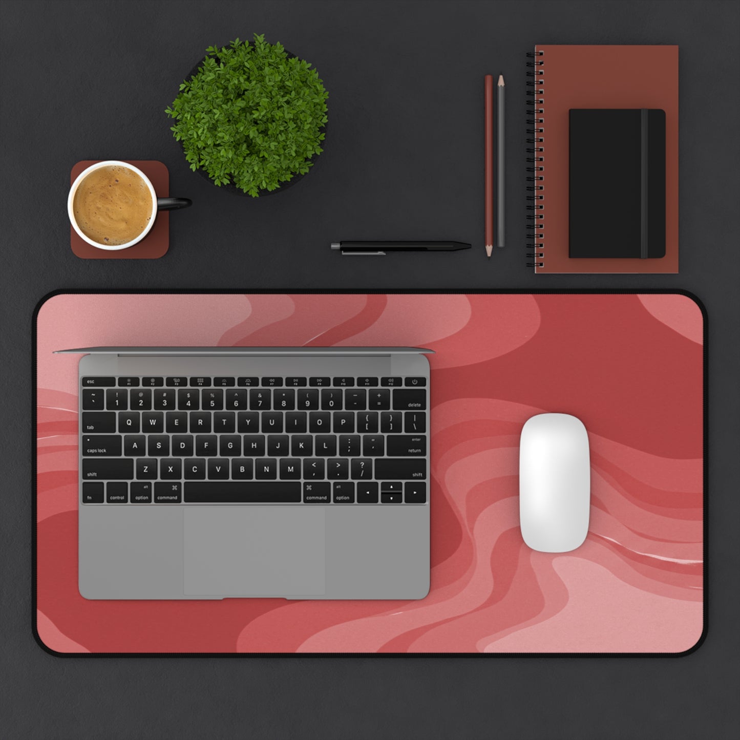 Power Red Wavey 12" x 22" Desk Mat