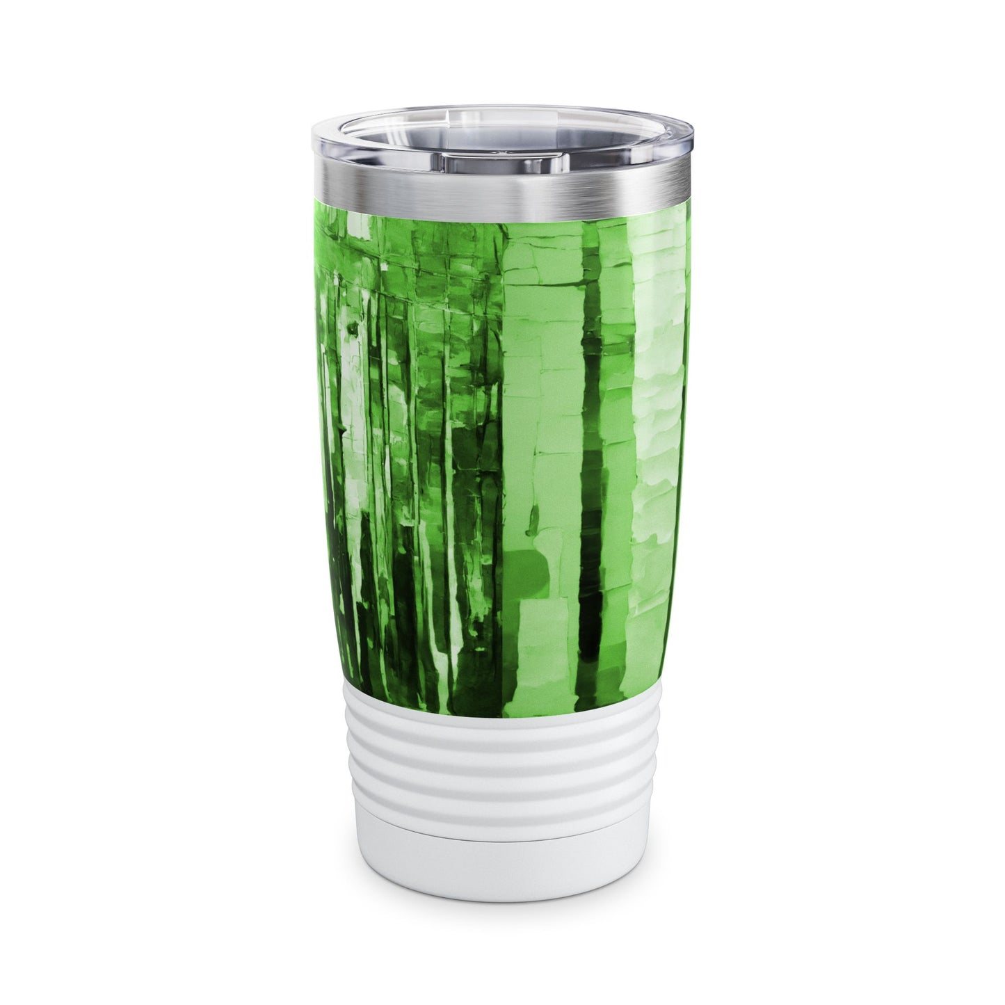 Striped Mint Pastel Ringneck Tumbler, 20oz in white, steel and black