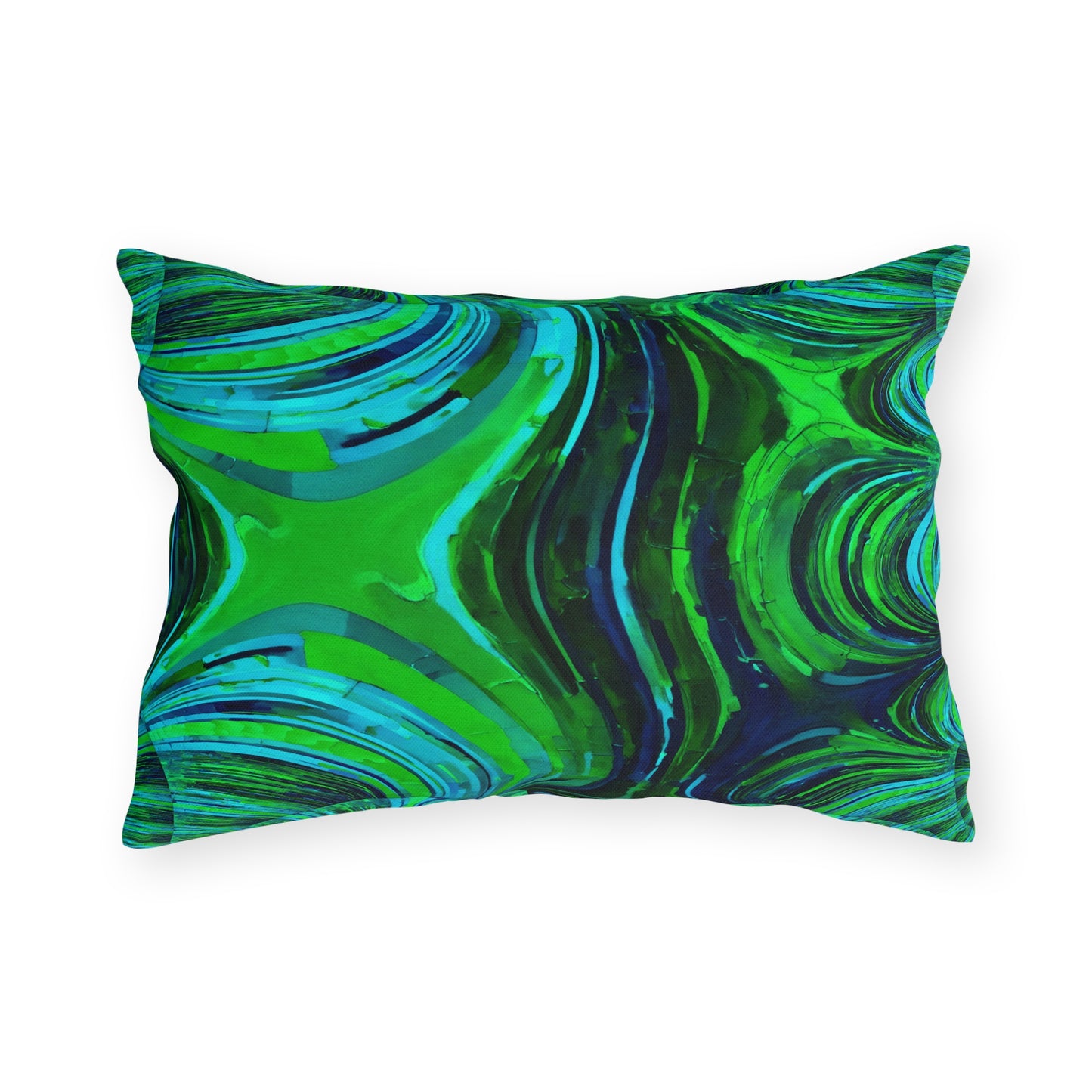 Uzi Spiral Blue Green 20" x 14" Outdoor Pillow