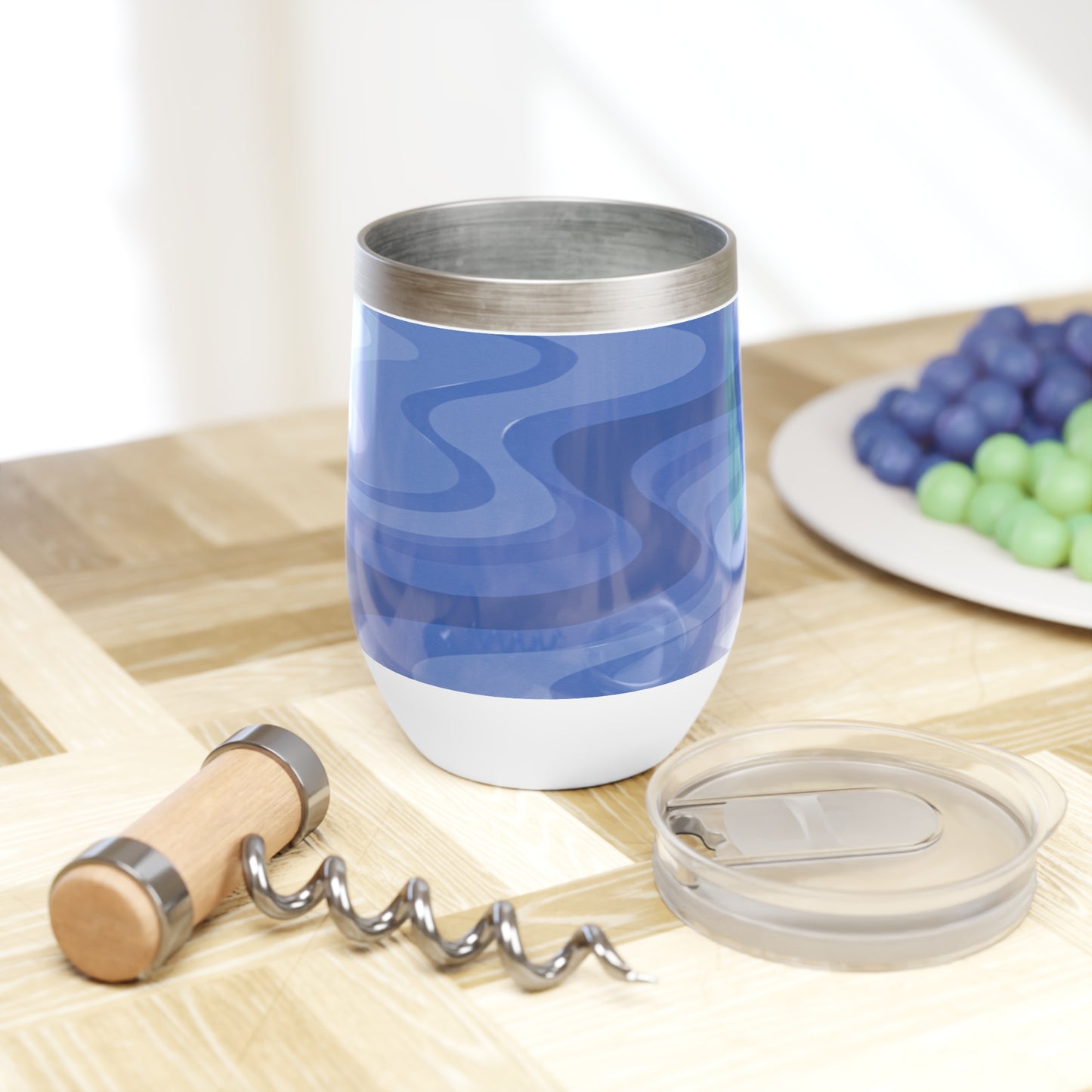 Deep Blue Wavey 12 oz Chill Wine Tumbler
