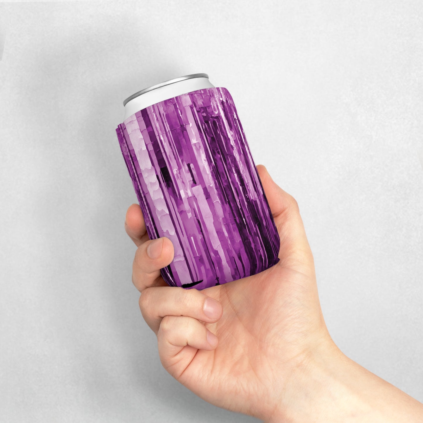 Striped Powder Lavender 12 oz Can Cooler Sleeve