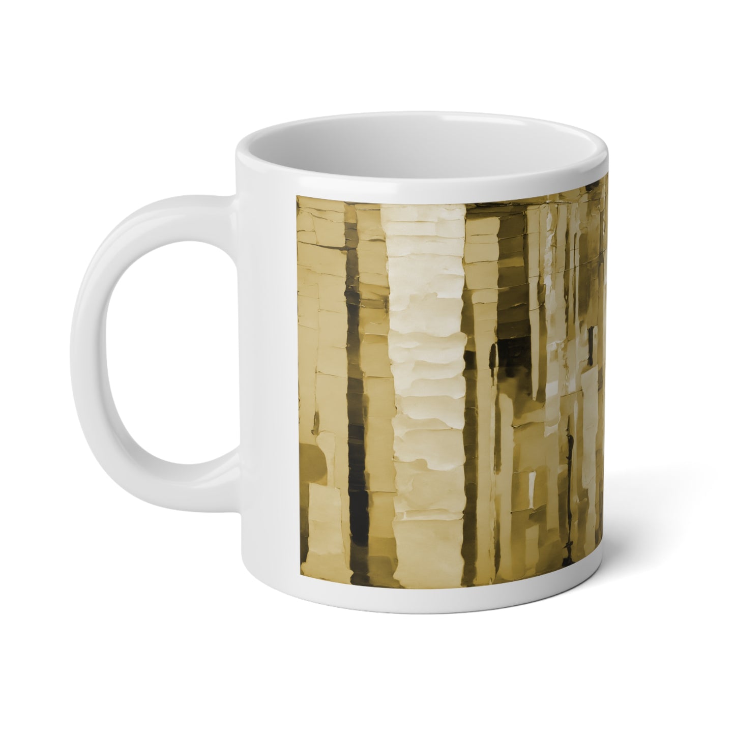 Striped Light Brown 20 oz White Glossy Jumbo Mug