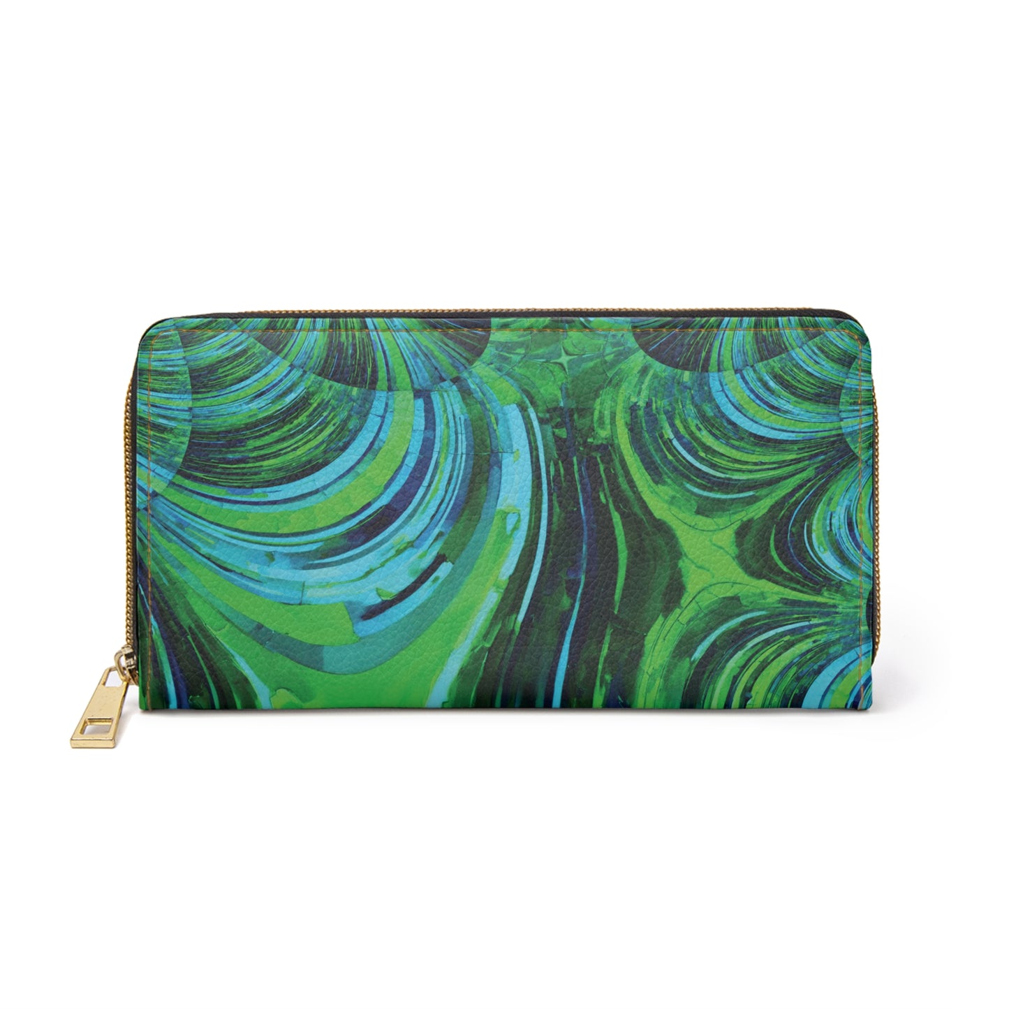 Uzi Spiral Blue Green Elegant Abstract Zipper Wallet - Stylish & Functional Accessory for Everyday Use
